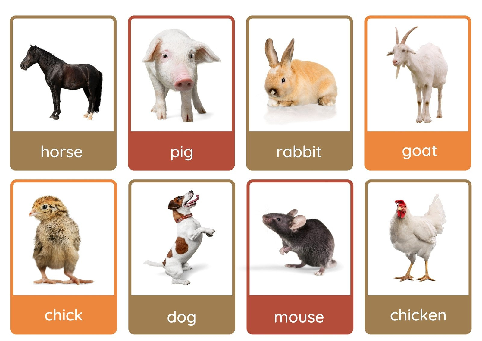 Free Animal Flashcards To Customize And Print | Canva in Free Printable Farm Animal Flash Cards