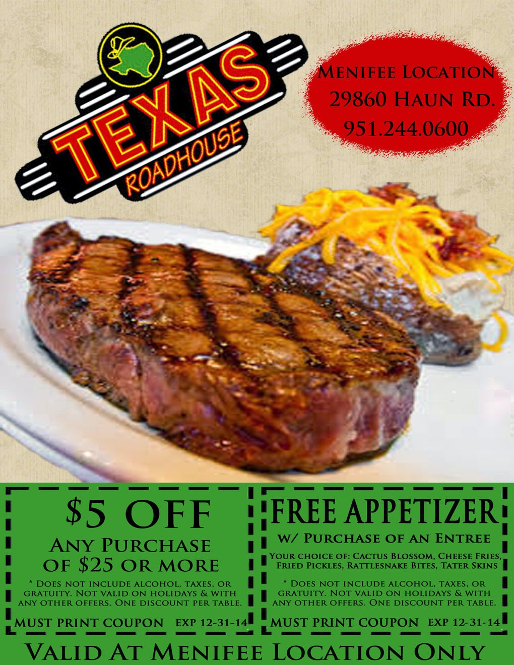 Free Appetizer At Texas Roadhouse | Menifee 24/7 with Texas Roadhouse Printable Coupons Free Appetizer