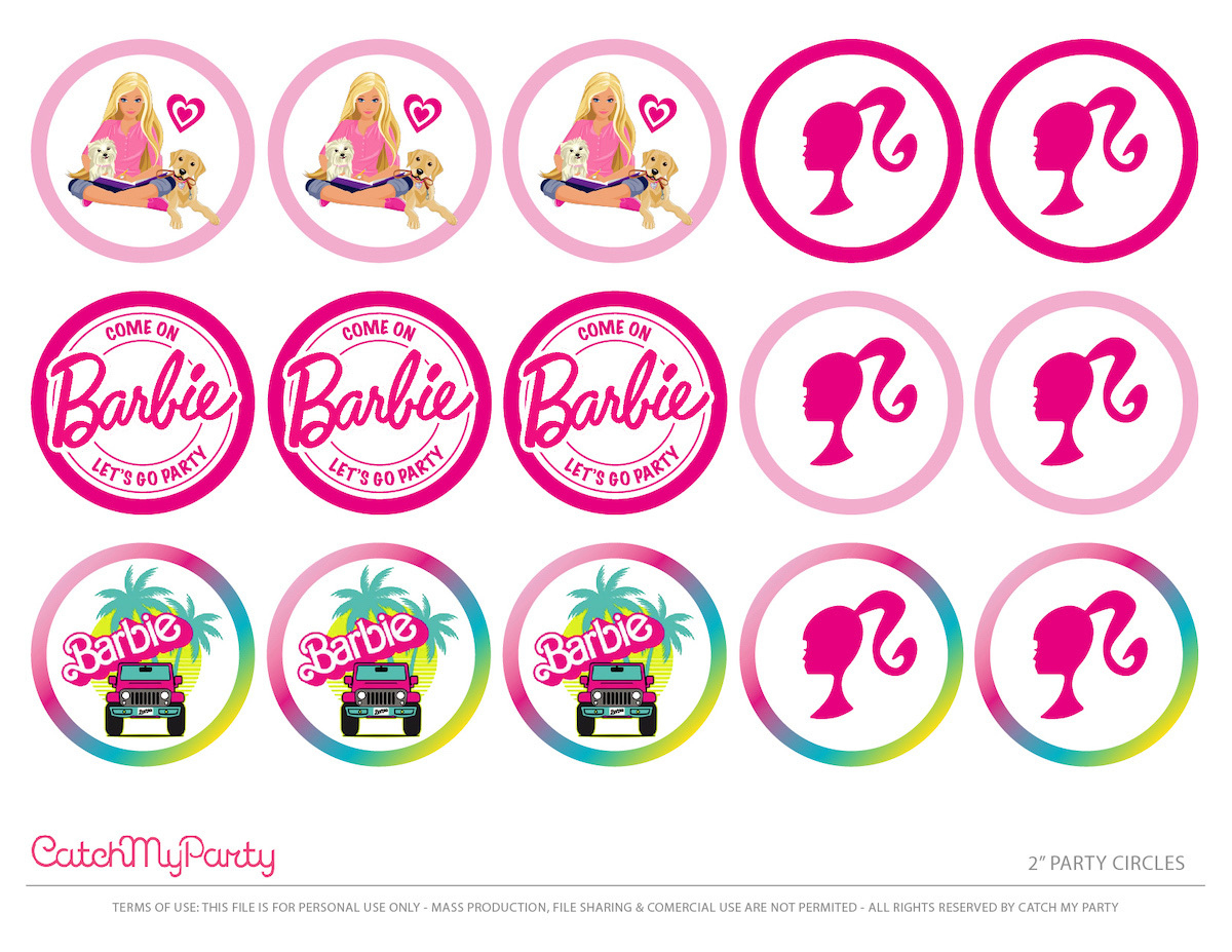 Free Barbie &amp;quot;Let&amp;#039;S Go Party&amp;quot; Printables! | Catch My Party intended for Free Printable Party Circles