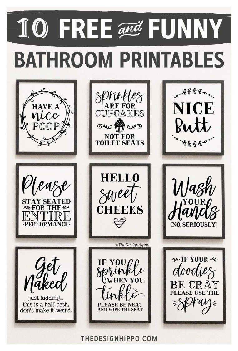 Free Bathroom Decor Printables - Set Of 10 Funny Quotes #Bathroom pertaining to Free Printable Funny Bathroom Signs