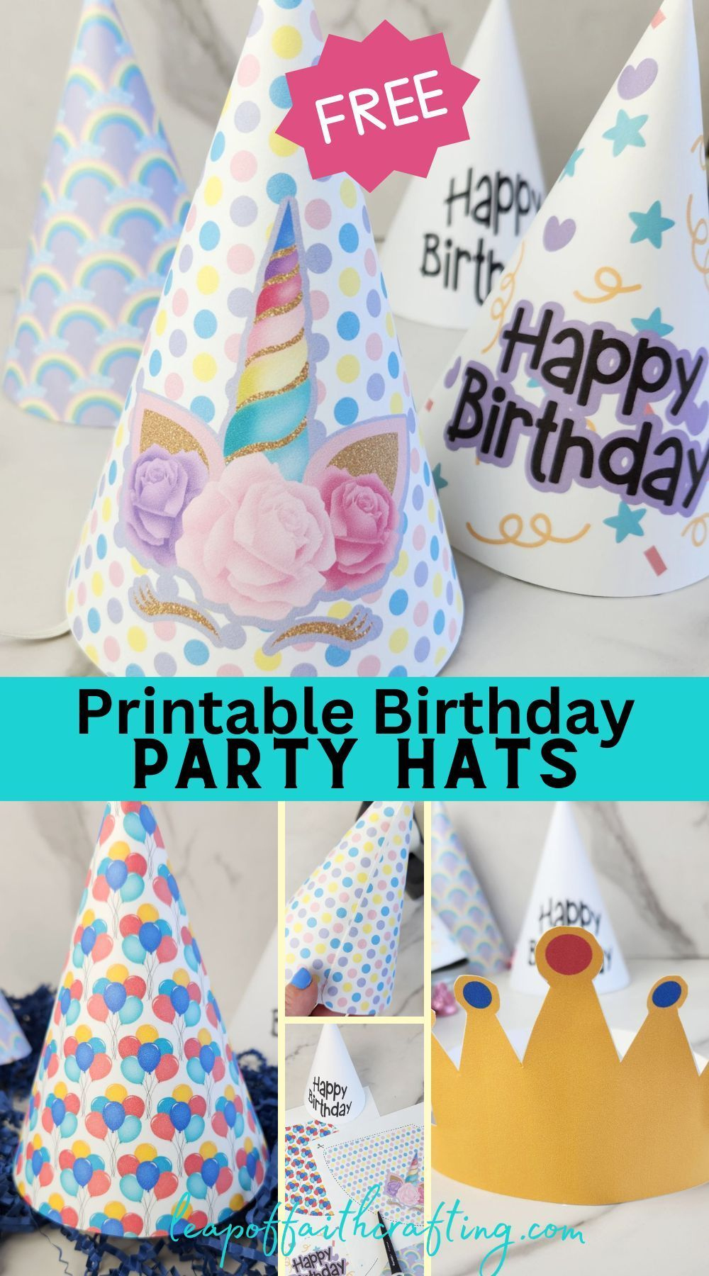 Free Birthday Hats Printable (7 Party Hat Templates!) | Party Hat throughout Free Printable Birthday Party Hats