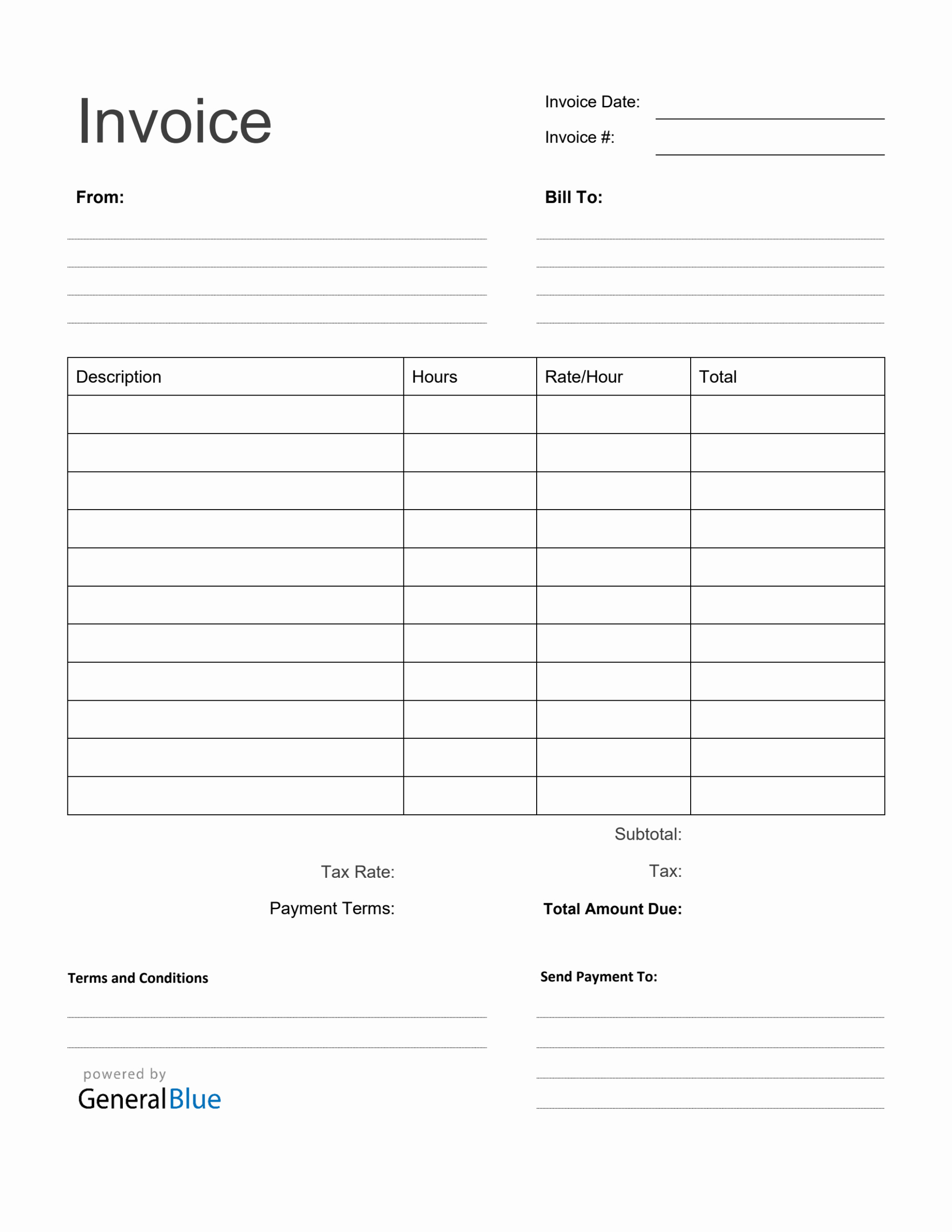 Free Blank Invoice Template In Pdf Format. It Is Printable for Free Printable Invoice Forms