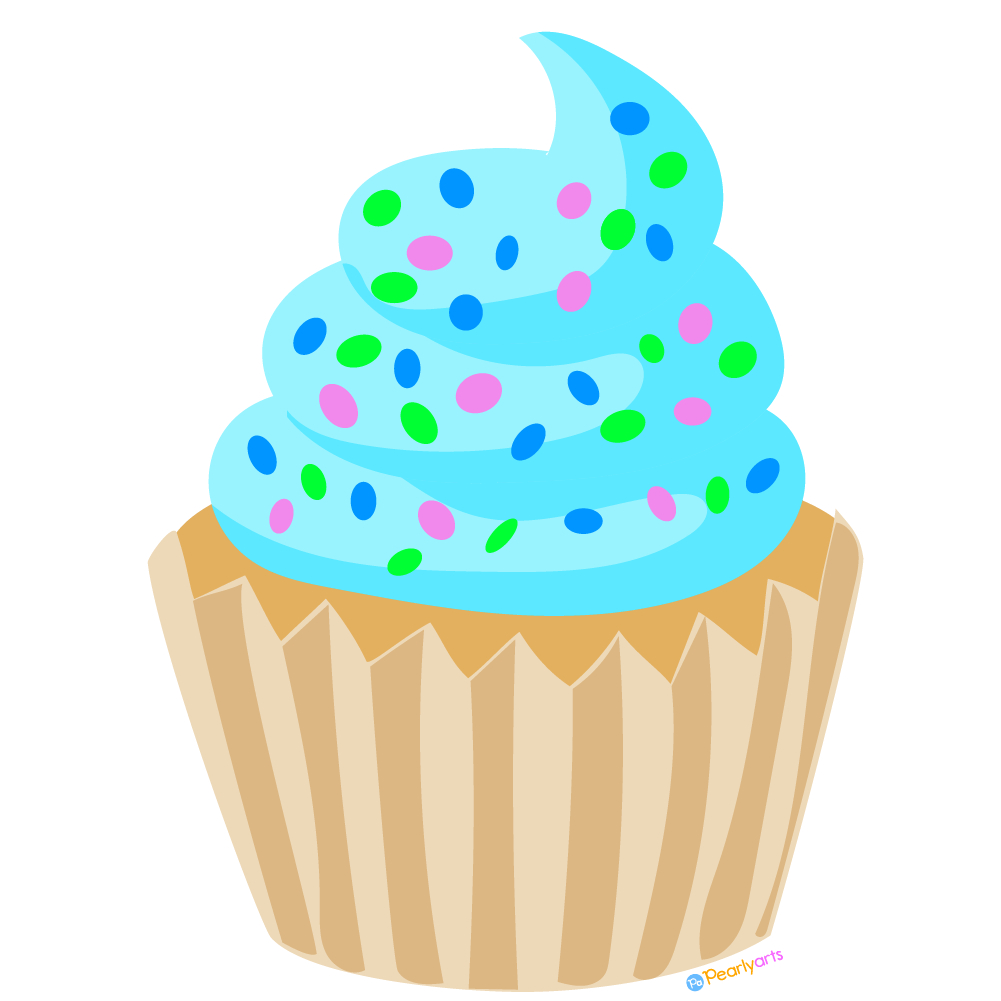 Free Blue Cupcake Clipart | Pearly Arts inside Free Printable Cupcake Clipart