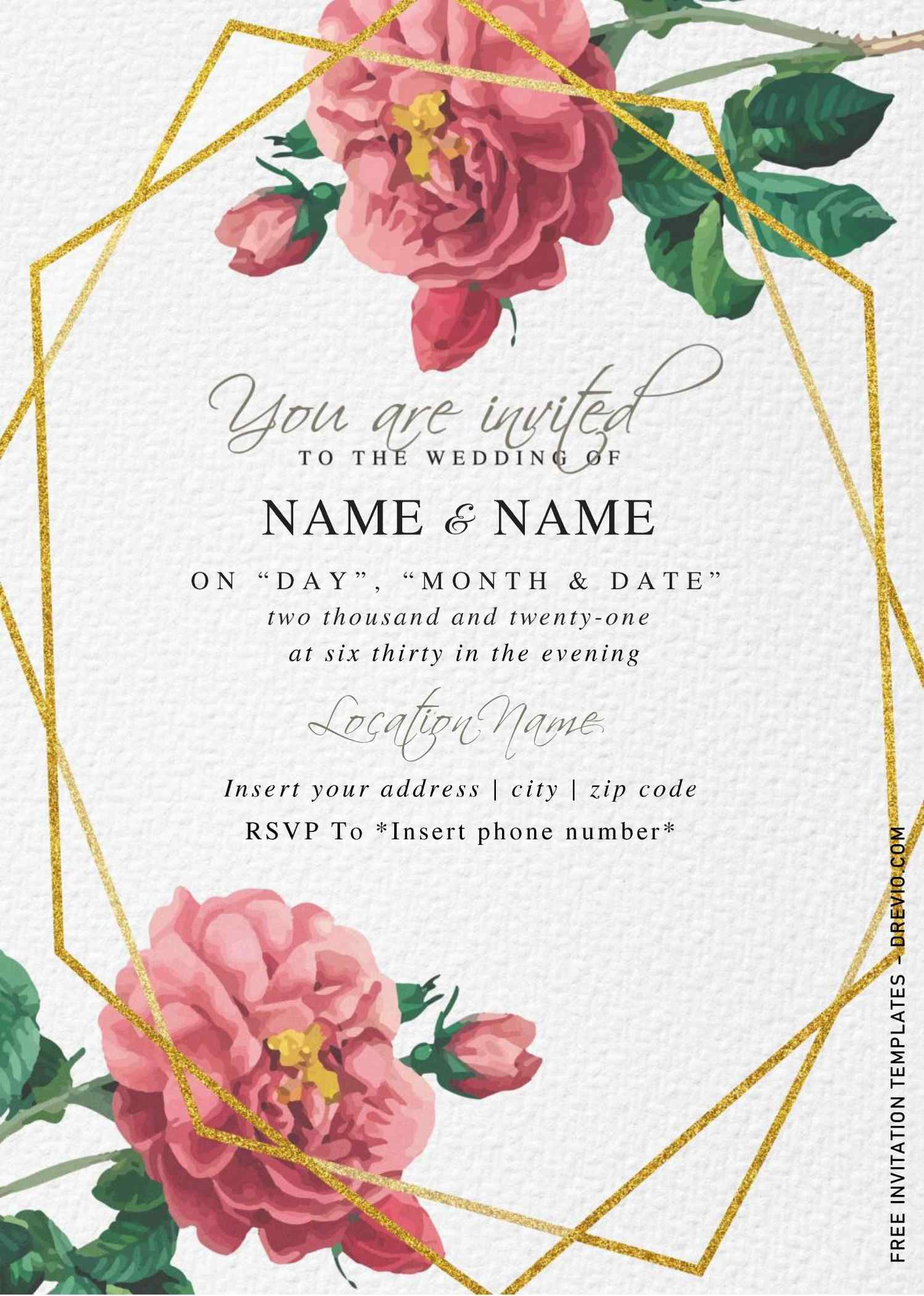 Free Botanical Floral Wedding Invitation Templates For Word intended for Free Printable Wedding Invitation Templates for Word