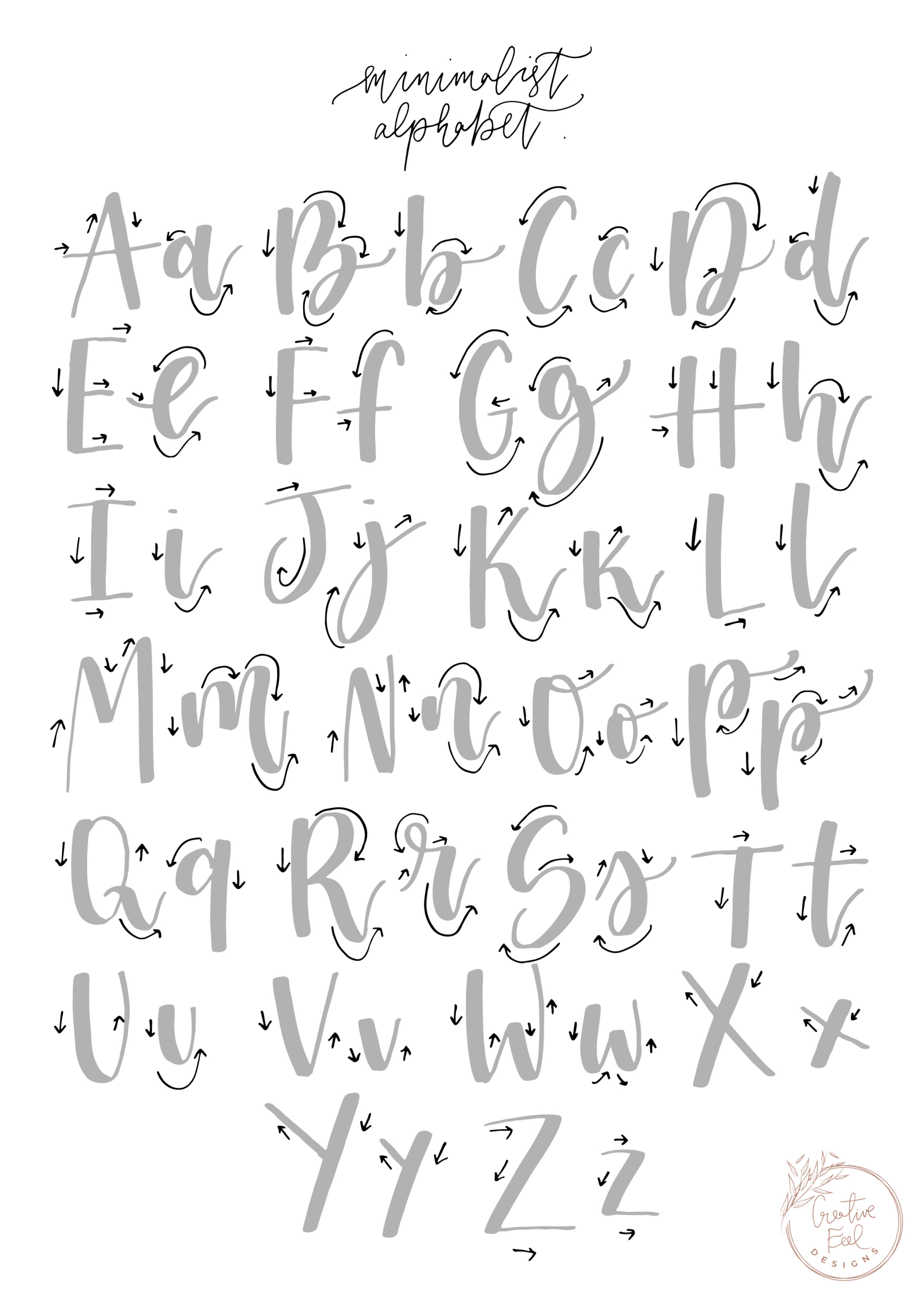 Free Brush Lettering Practice Sheet - Minimalist Alphabet - Modern intended for Modern Calligraphy Practice Sheets Printable Free