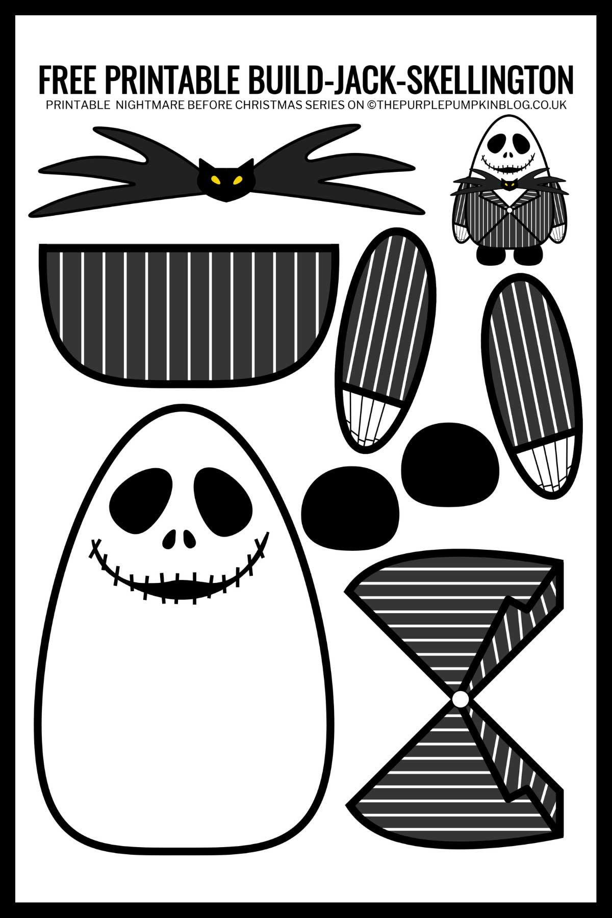 Free Build Jack Skellington Printable For Halloween in Jack Skellington Stencil Free Printable