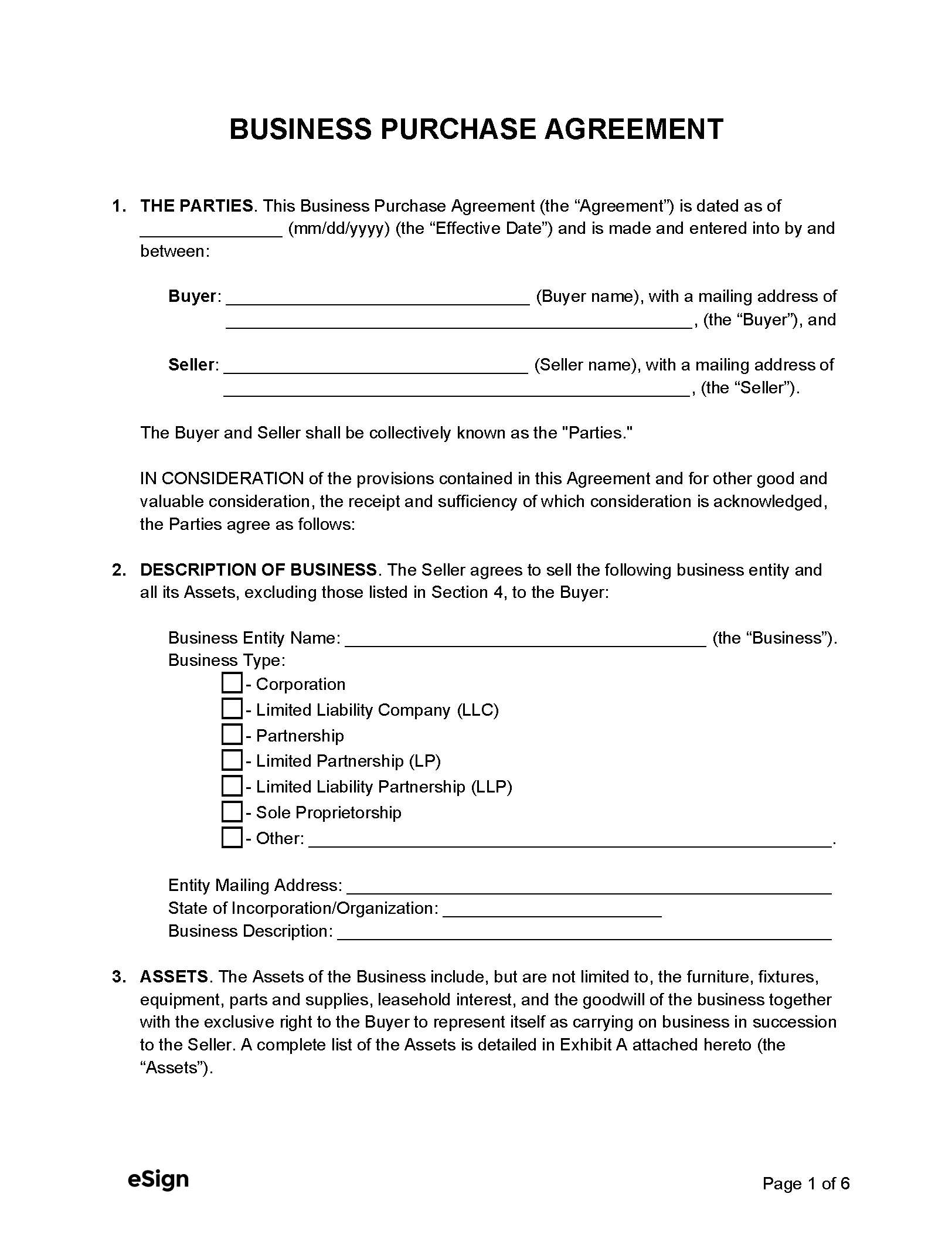 Free Business Purchase Agreement | Pdf | Word throughout Free Printable Purchase Agreement Forms