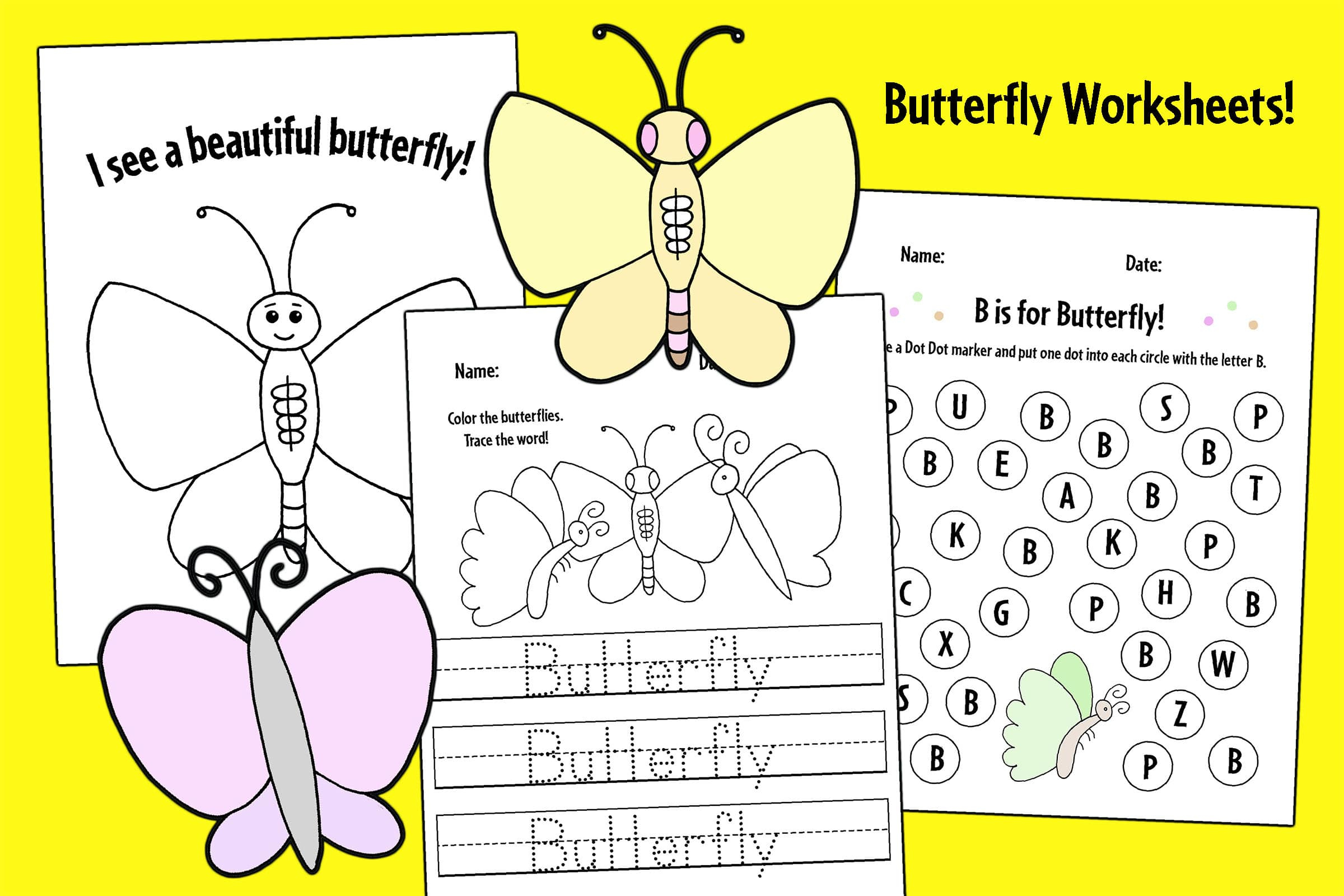 Free Butterfly Worksheets! ⋆ The Hollydog Blog in Free Printable Butterfly Worksheets