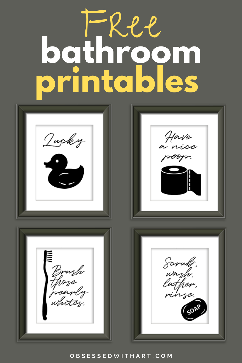 Free B&amp;amp;W Bathroom Printables | Printable Wall Art Bedroom, Free with Free Printable Wall Art For Bathroom