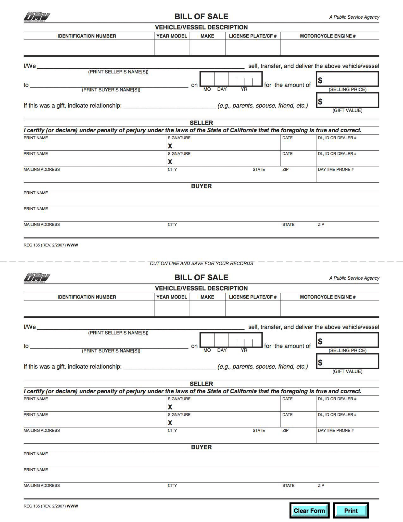 Free California Bill Of Sale Forms | Pdf &amp;amp; Word inside Free Printable Legal Forms California