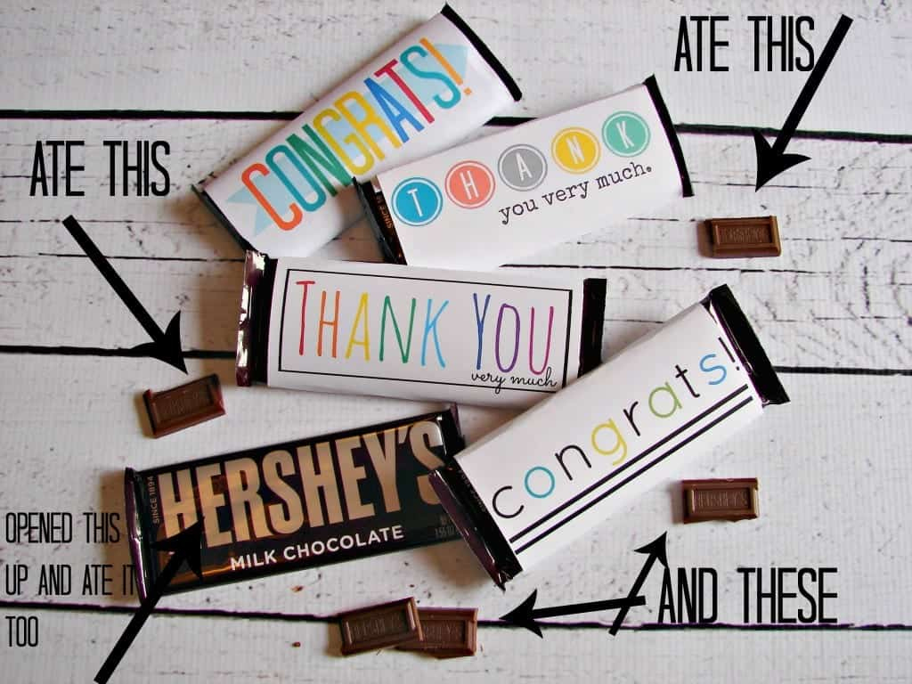 Free Candy Bar Wrapper Thank You (And Congrats) Printables! - A within Free Printable Candy Bar Wrappers