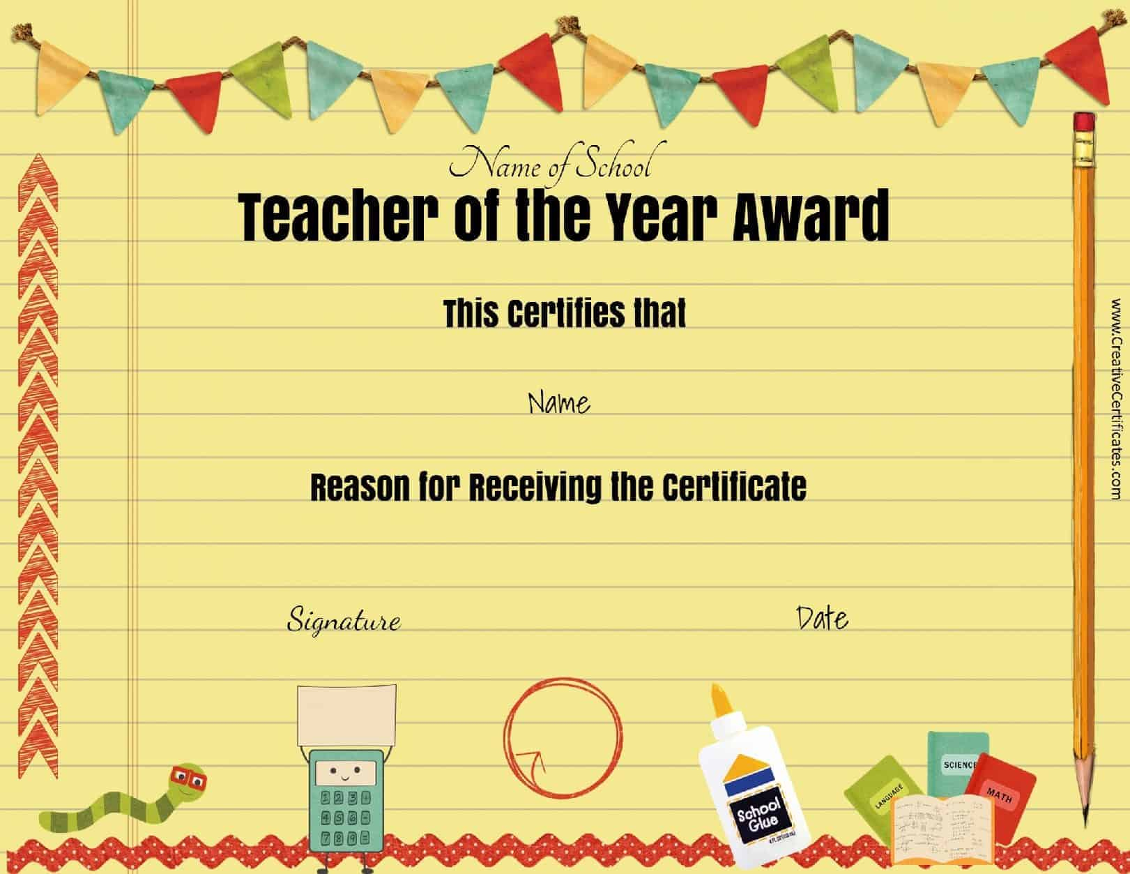 Free Certificate Of Appreciation For Teachers | Customize Online pertaining to Free Printable Certificates For Teachers