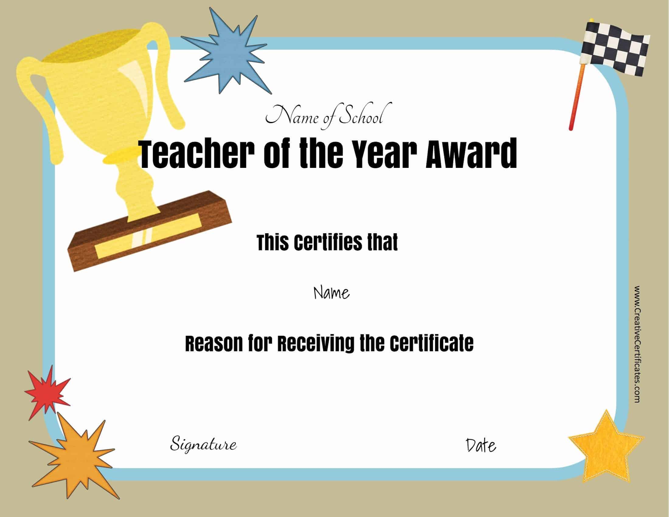 Free Certificate Of Appreciation For Teachers | Customize Online throughout Free Printable Certificates for Teachers