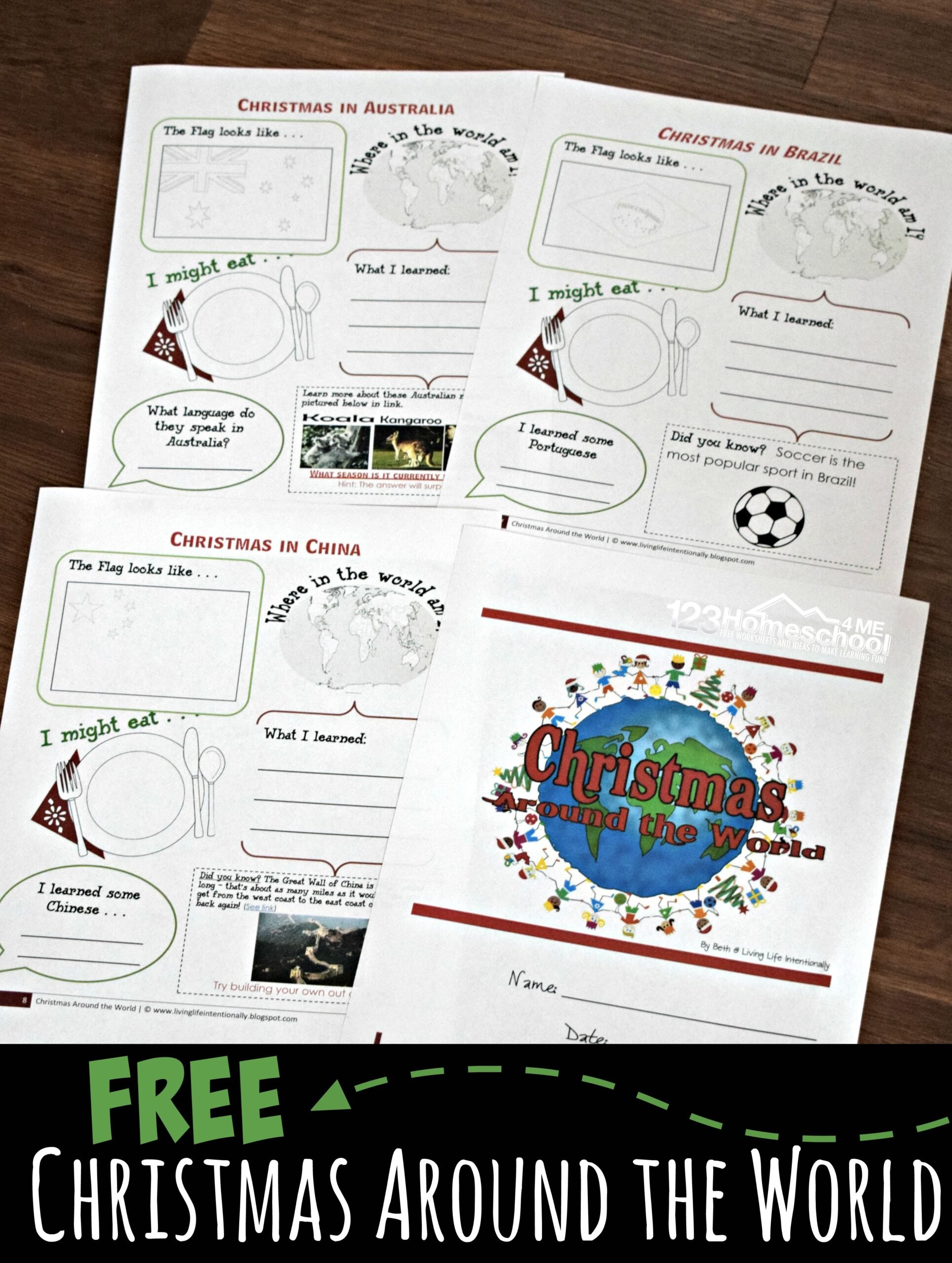 Free Christmas Around The World Worksheets For Kids + Activities for Christmas Around The World Free Printables