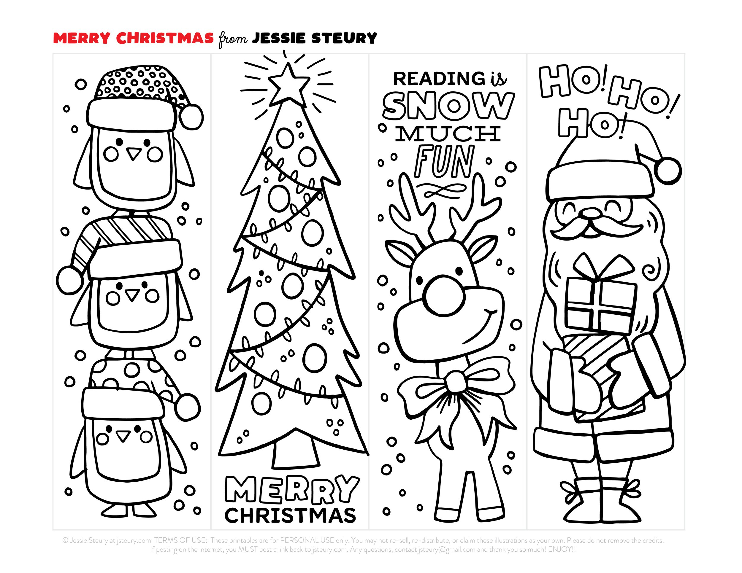 Free Christmas Coloring Bookmarks — Jessie Steury within Free Printable Christmas Bookmarks To Color