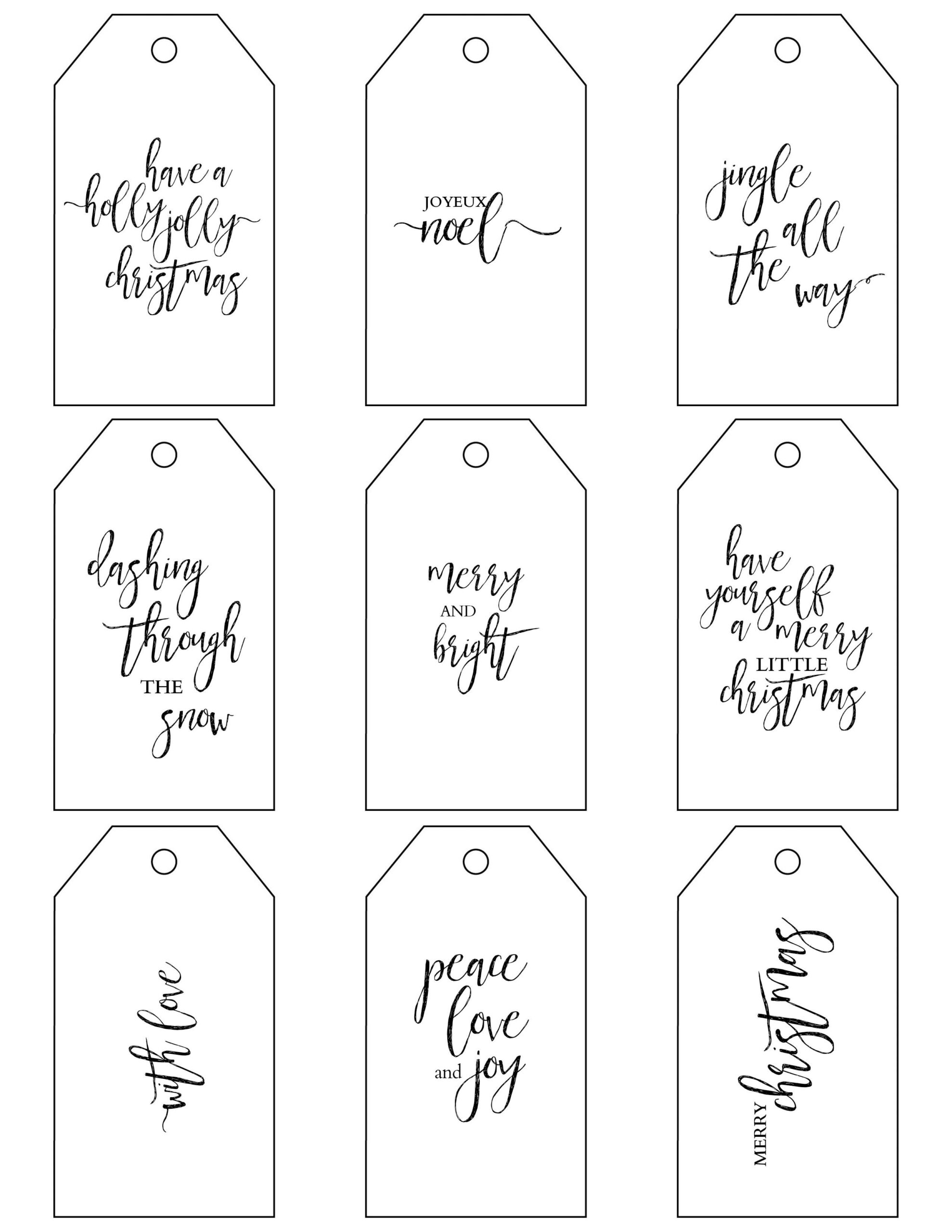 Free Christmas Gift Tag Printables for Christmas Gift Tags Free Printable Black And White