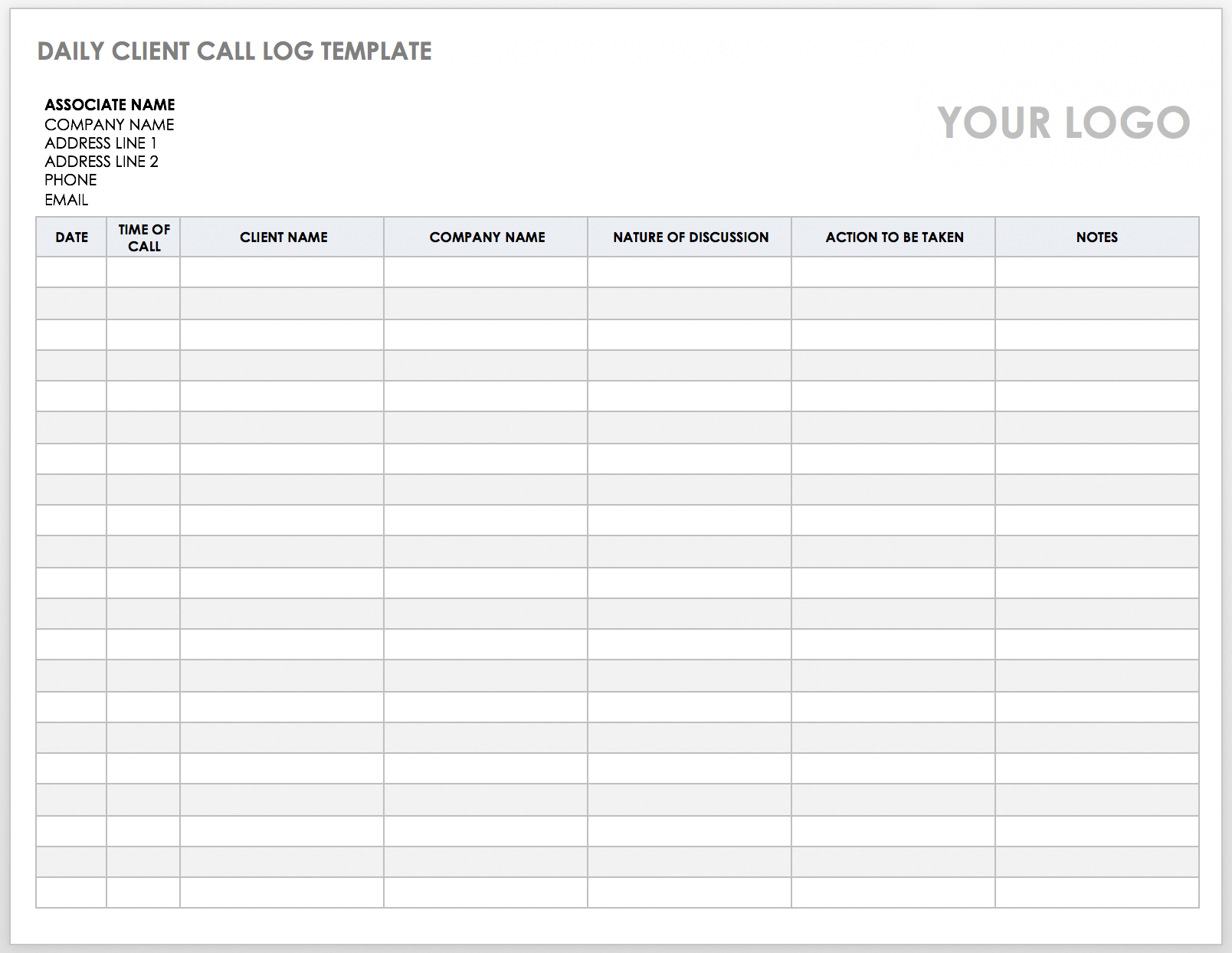 Free Client Call Log Templates | Smartsheet regarding Free Printable Call Log Form