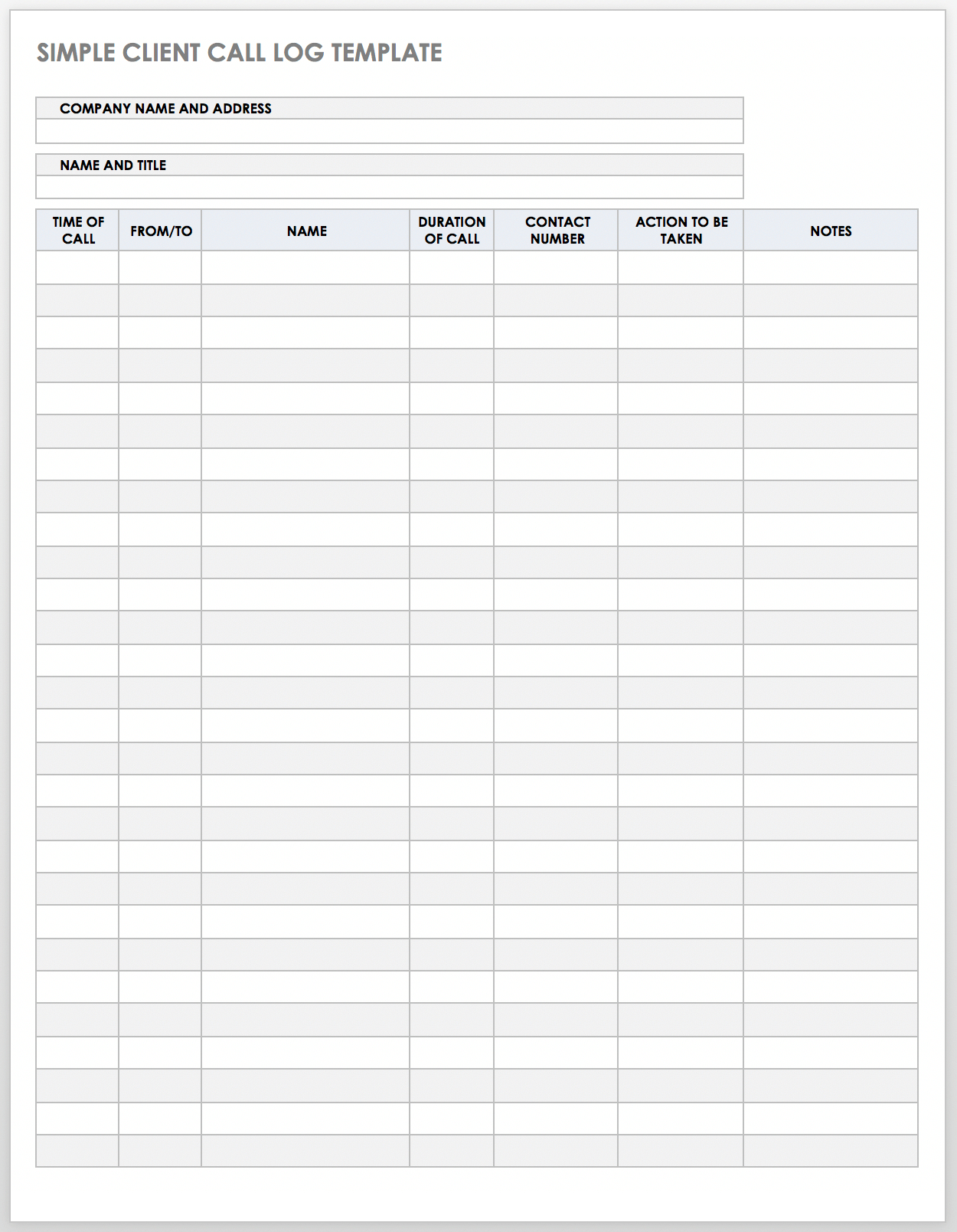 Free Client Call Log Templates | Smartsheet throughout Free Printable Call Log Form