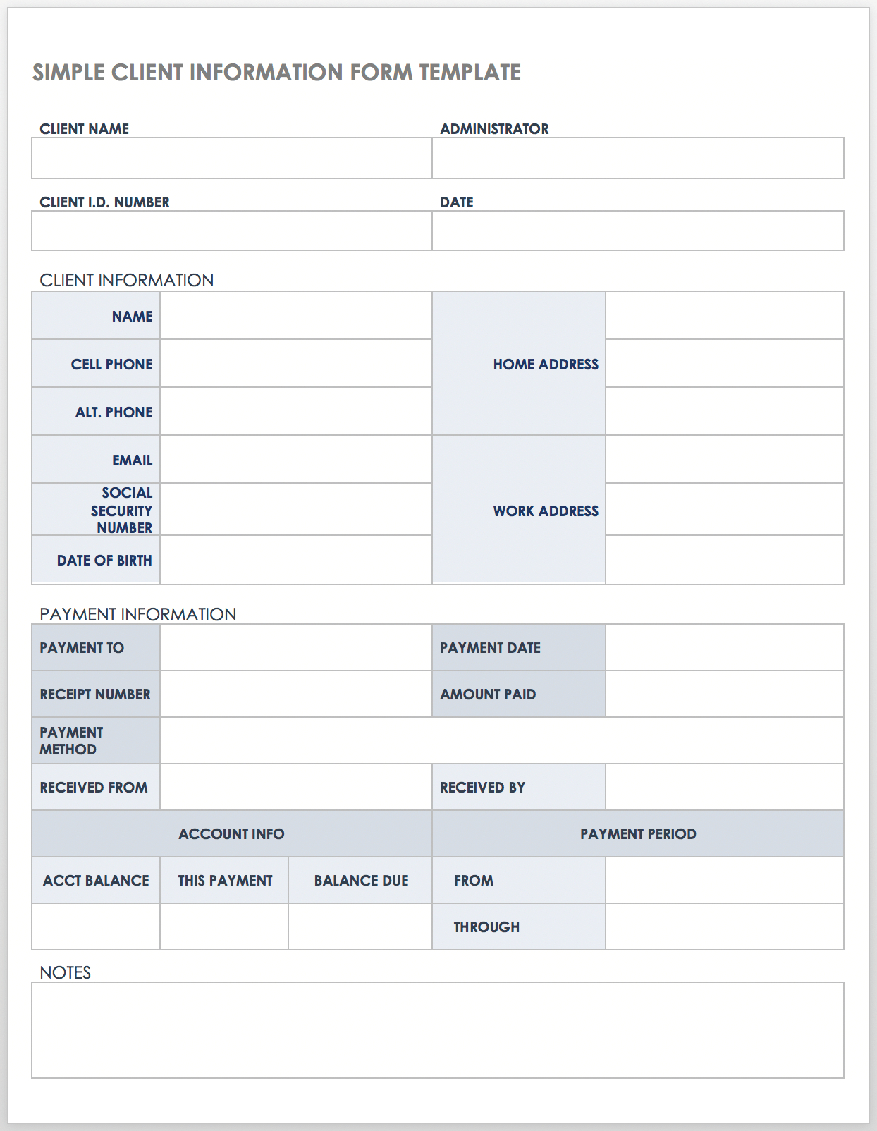 Free Client Information Forms &amp;amp; Templates | Smartsheet with regard to Free Printable Customer Information Sheets