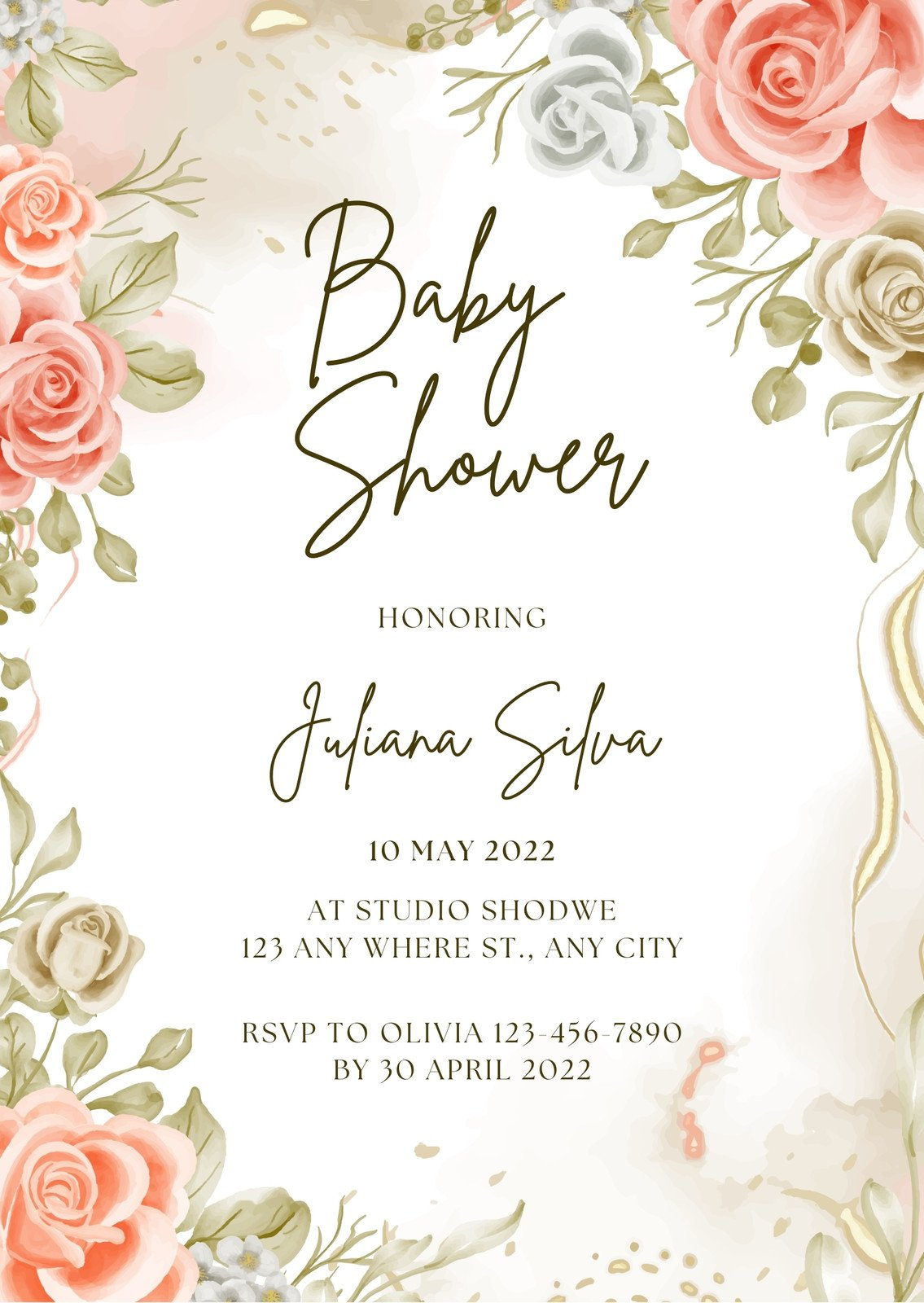 Free, Custom Printable Baby Shower Invitation Templates | Canva inside Free Printable Blank Baby Shower Invitations