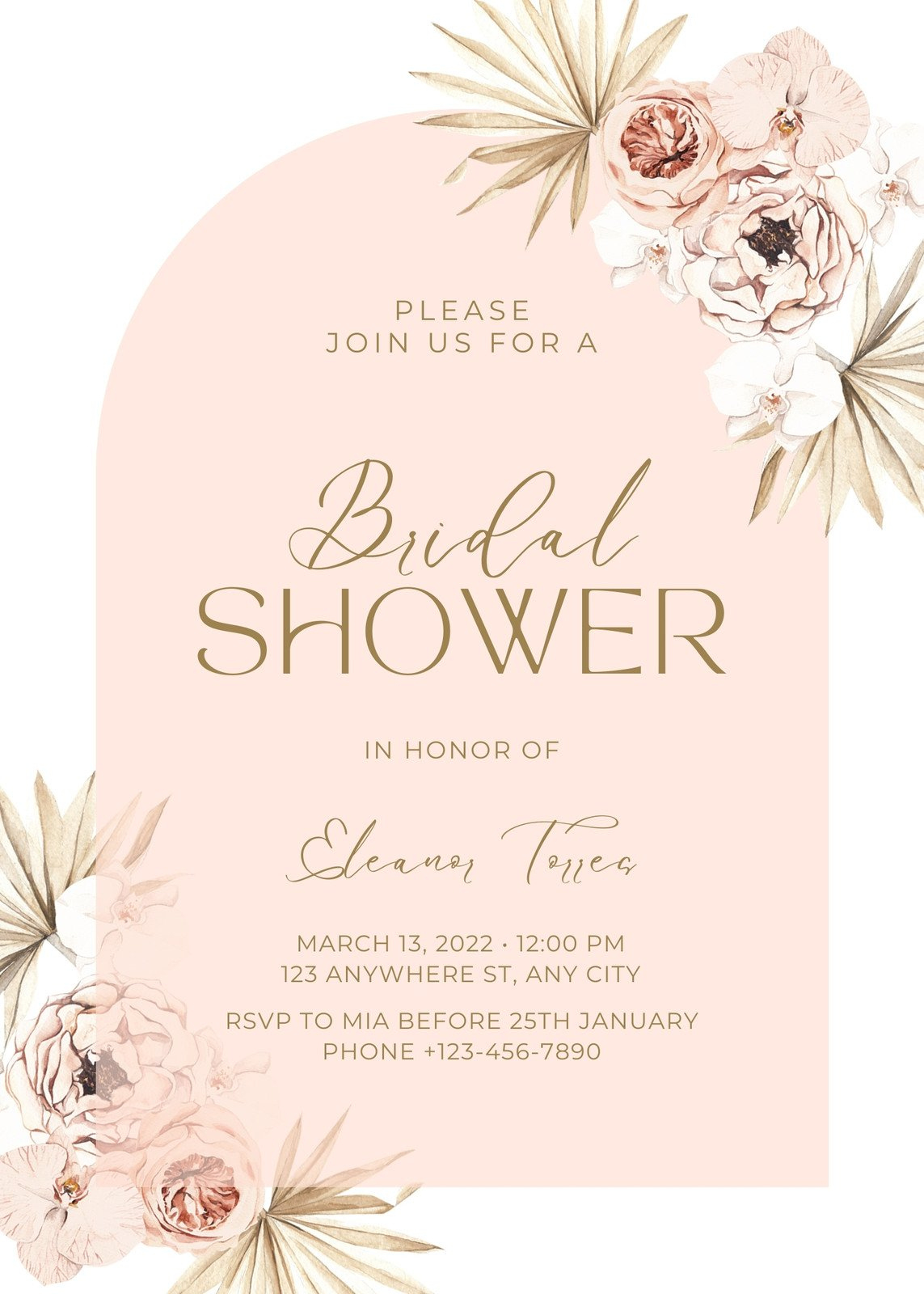 Free Custom Printable Bridal Shower Invitation Templates | Canva regarding Free Printable Bridal Shower Invitations