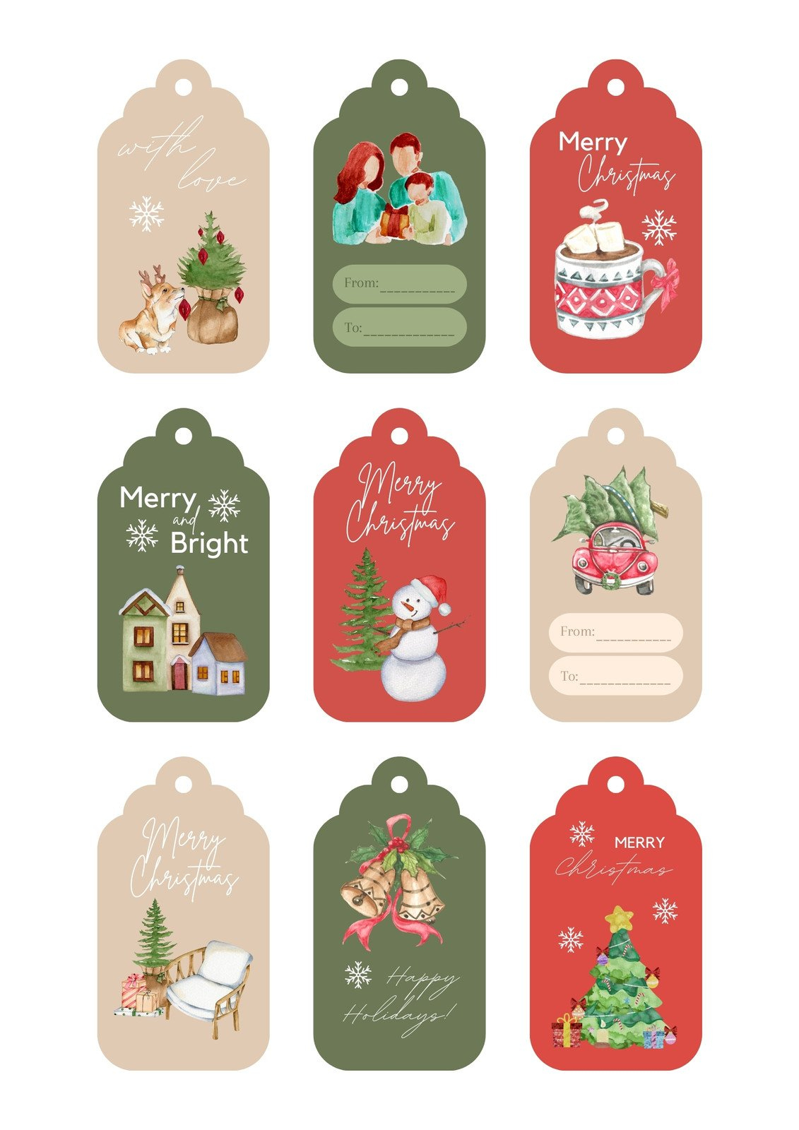 Free Custom Printable Christmas Tag Templates | Canva in Free Printable Christmas Price Tags