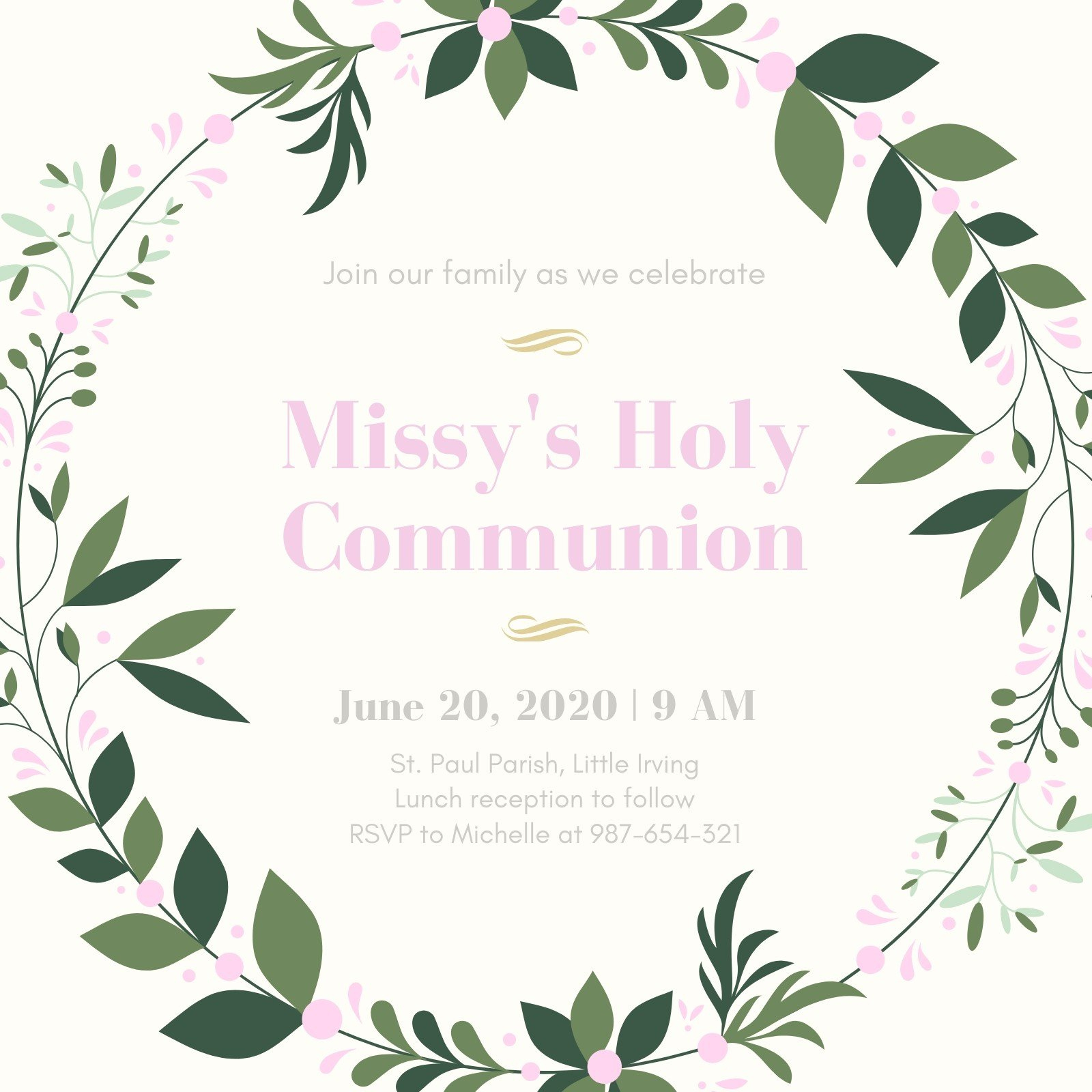 Free Custom Printable First Communion Invitation Templates | Canva inside Free Printable First Communion Invitation Templates