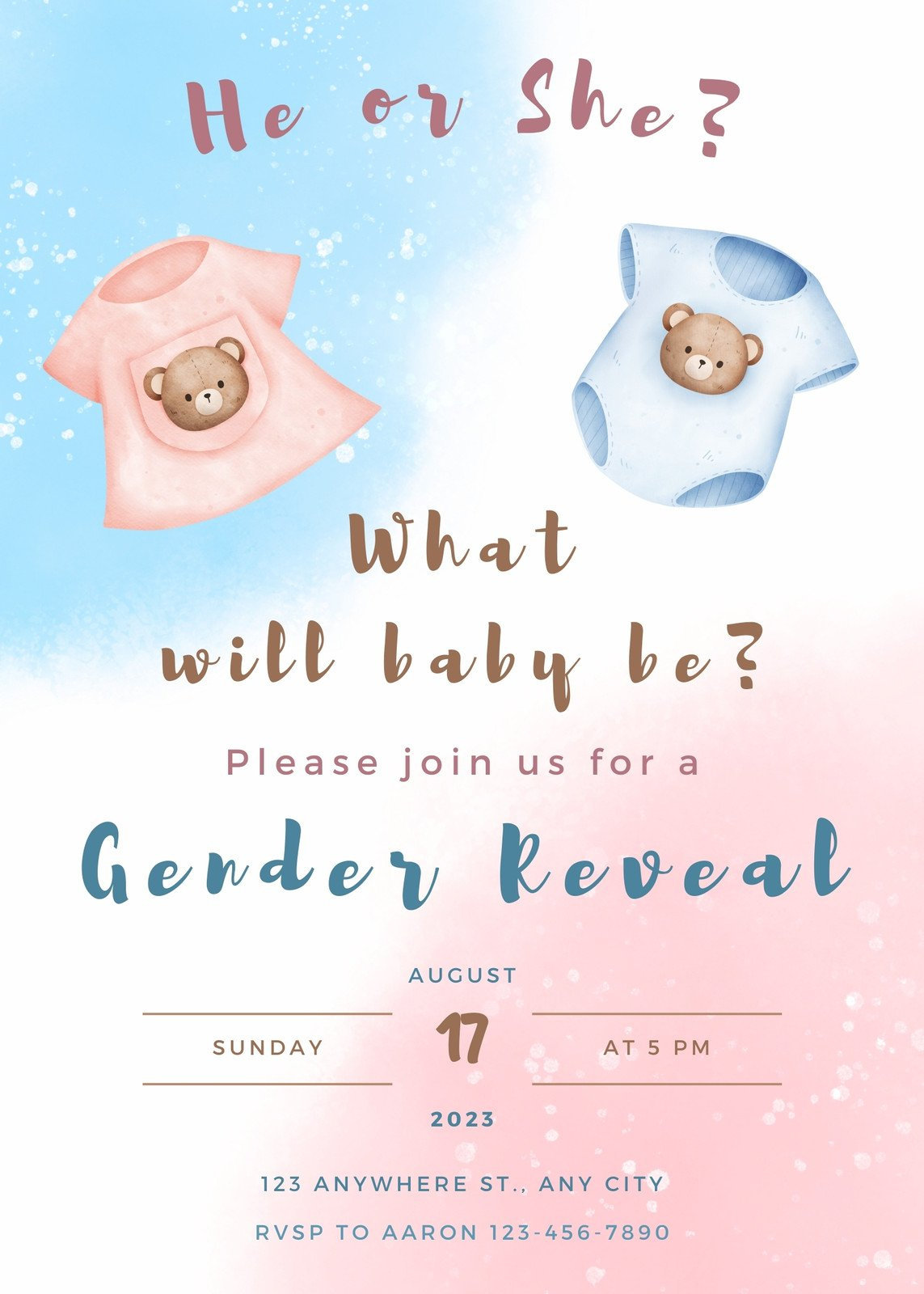 Free Custom Printable Gender Reveal Invitation Templates | Canva regarding Free Printable Gender Reveal Invitations