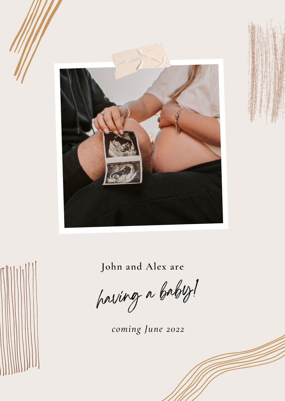 Free, Custom Printable Pregnancy Announcement Templates | Canva pertaining to Free Printable Pregnancy Announcement Cards