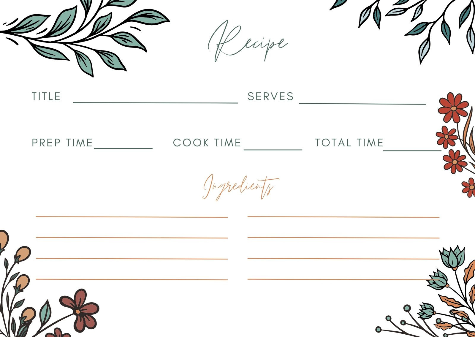 Free, Custom Printable Recipe Card Templates Online | Canva within Free Printable Recipe Cards