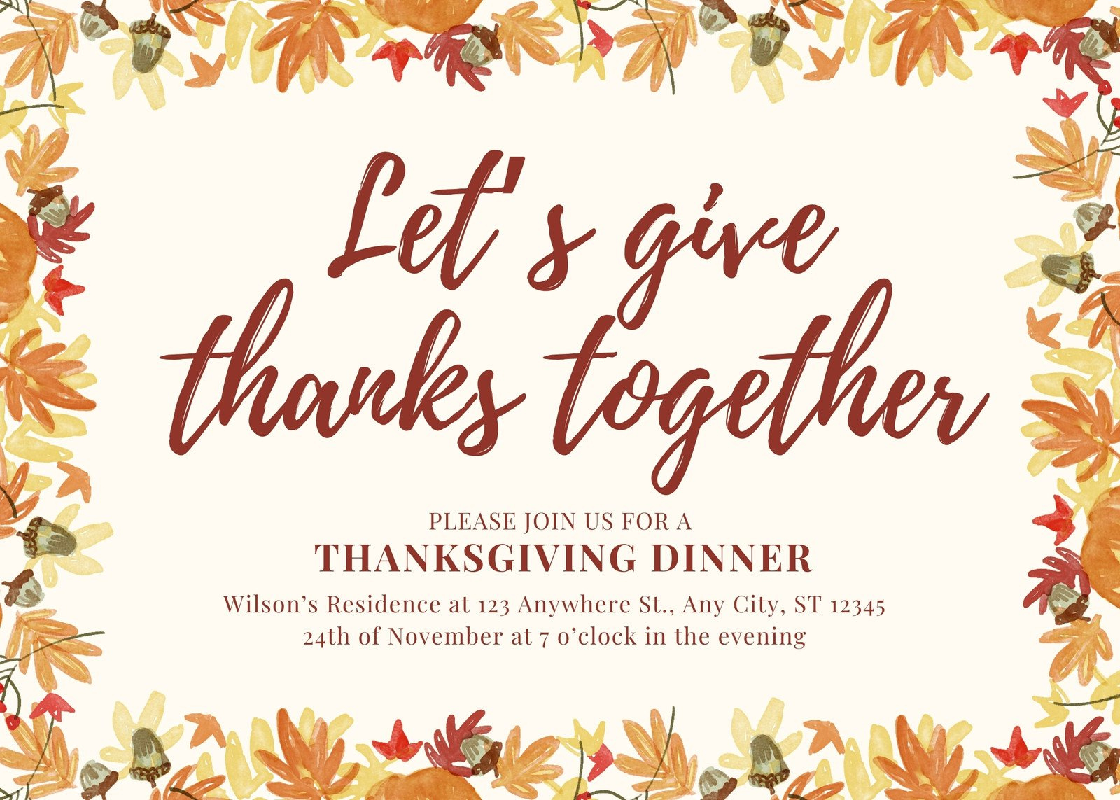 Free Custom Printable Thanksgiving Invitation Templates | Canva in Free Printable Thanksgiving Invitations