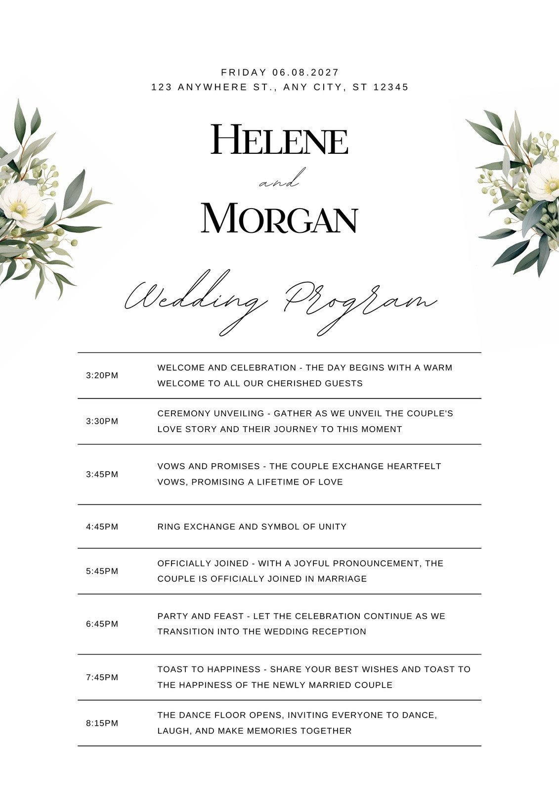 Free, Custom Printable Wedding Program Templates | Canva for Free Printable Wedding Programs