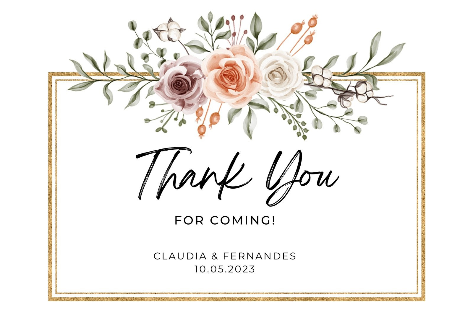 Free Custom Printable Wedding Thank You Card Templates | Canva in Free Printable Custom Thank You Cards