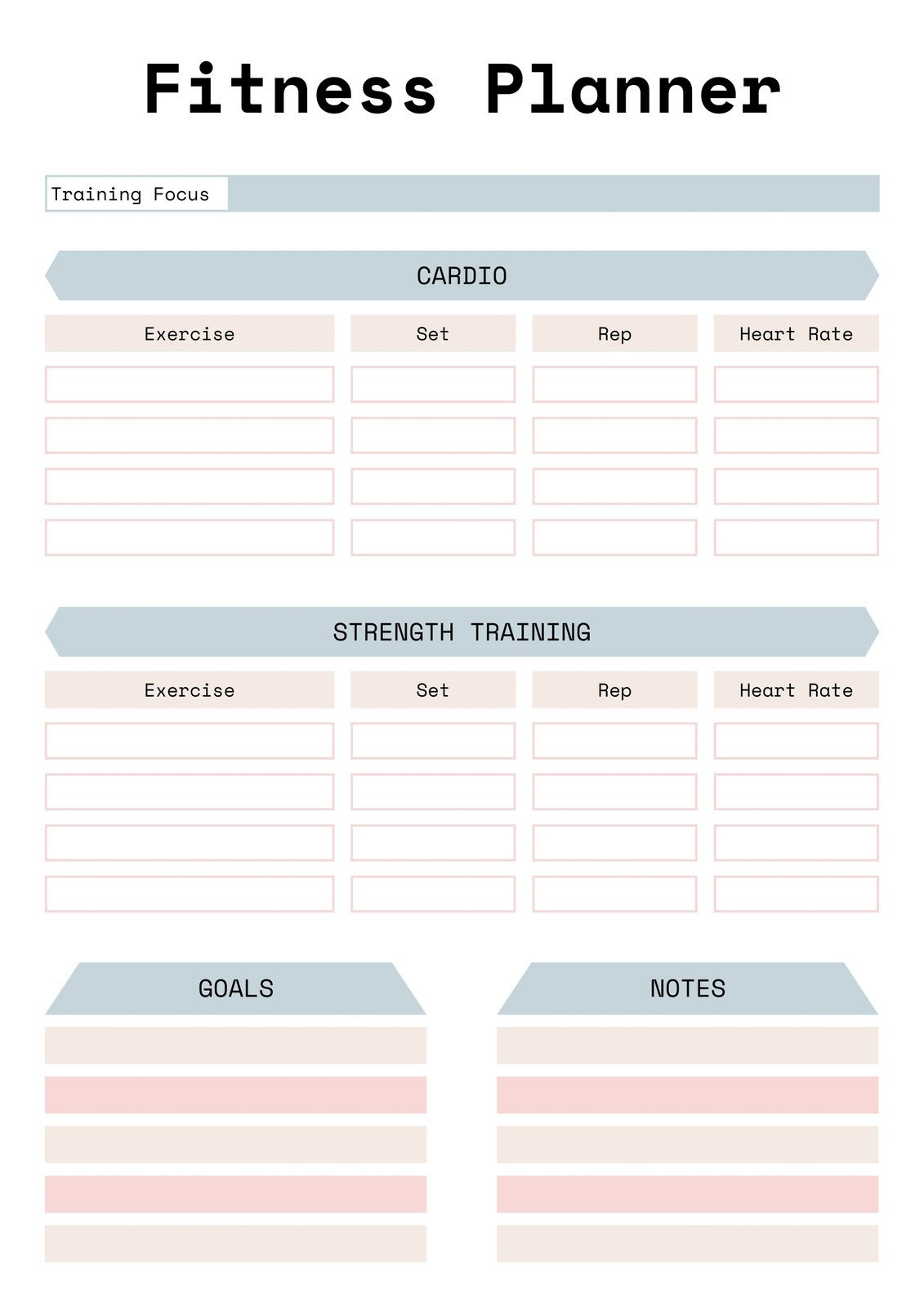 Free, Custom Printable Workout Planner Templates Online | Canva for Free Printable Fitness Planner