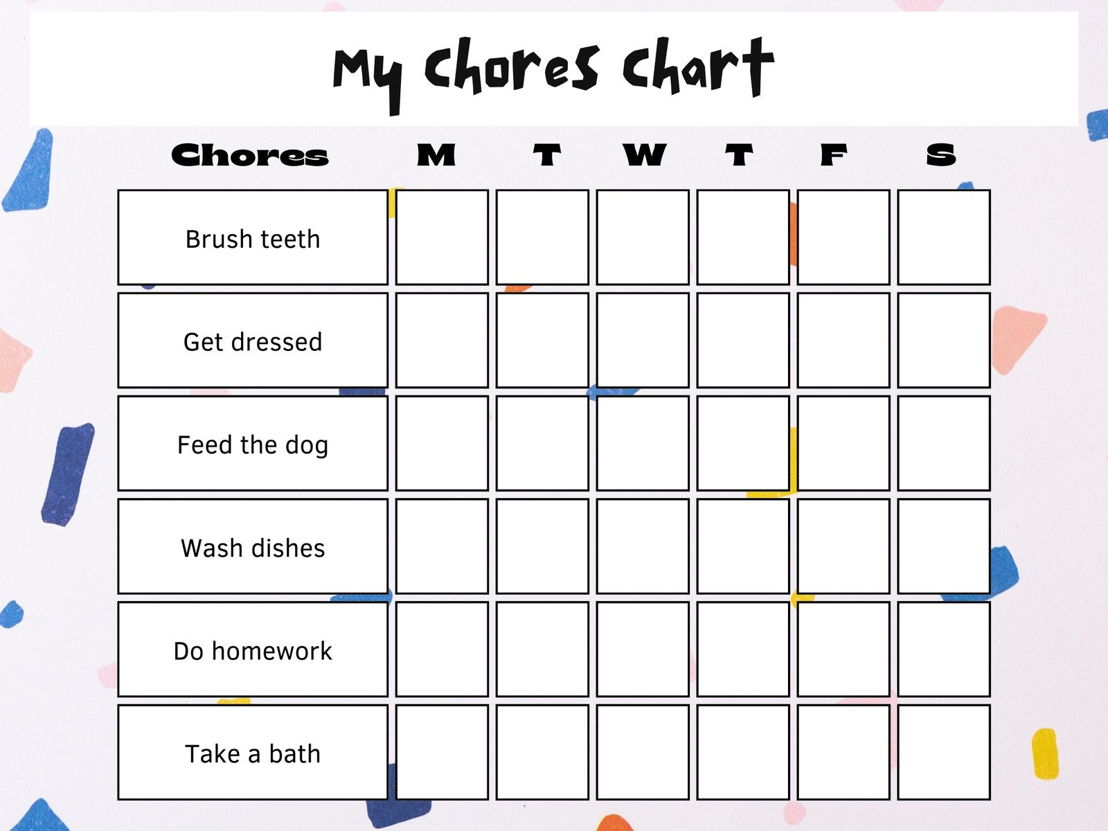 Free Customizable Chore Chart Templates To Print | Canva inside Free Printable Chore Chart Templates