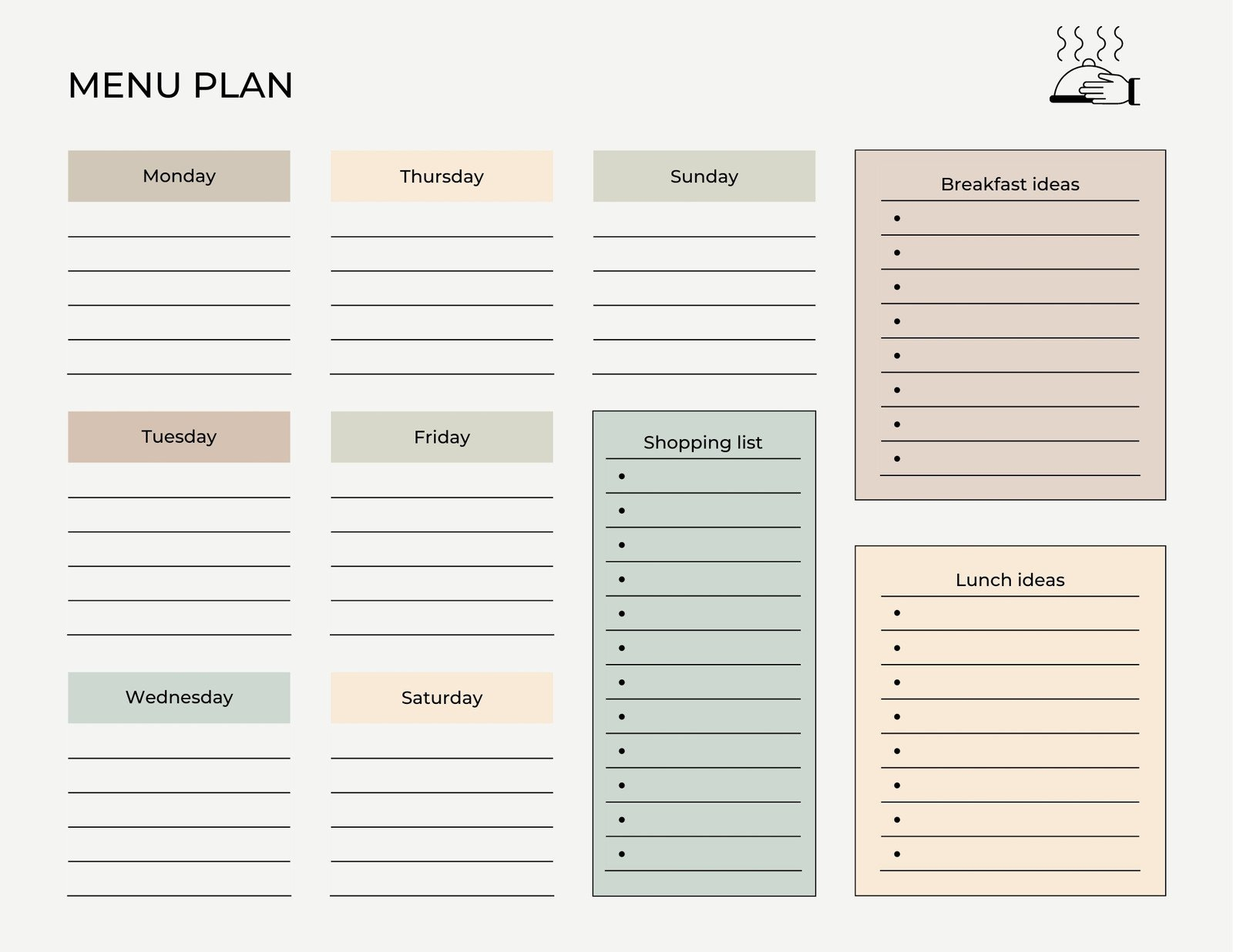 Free, Customizable Meal Planner Menu Templates | Canva pertaining to Free Printable Weekly Meal Planner