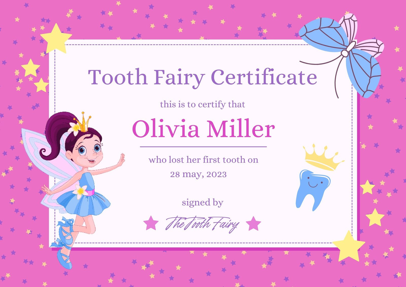 Free Customizable Tooth Fairy Certificate Templates | Canva in Free Printable Tooth Fairy Pictures