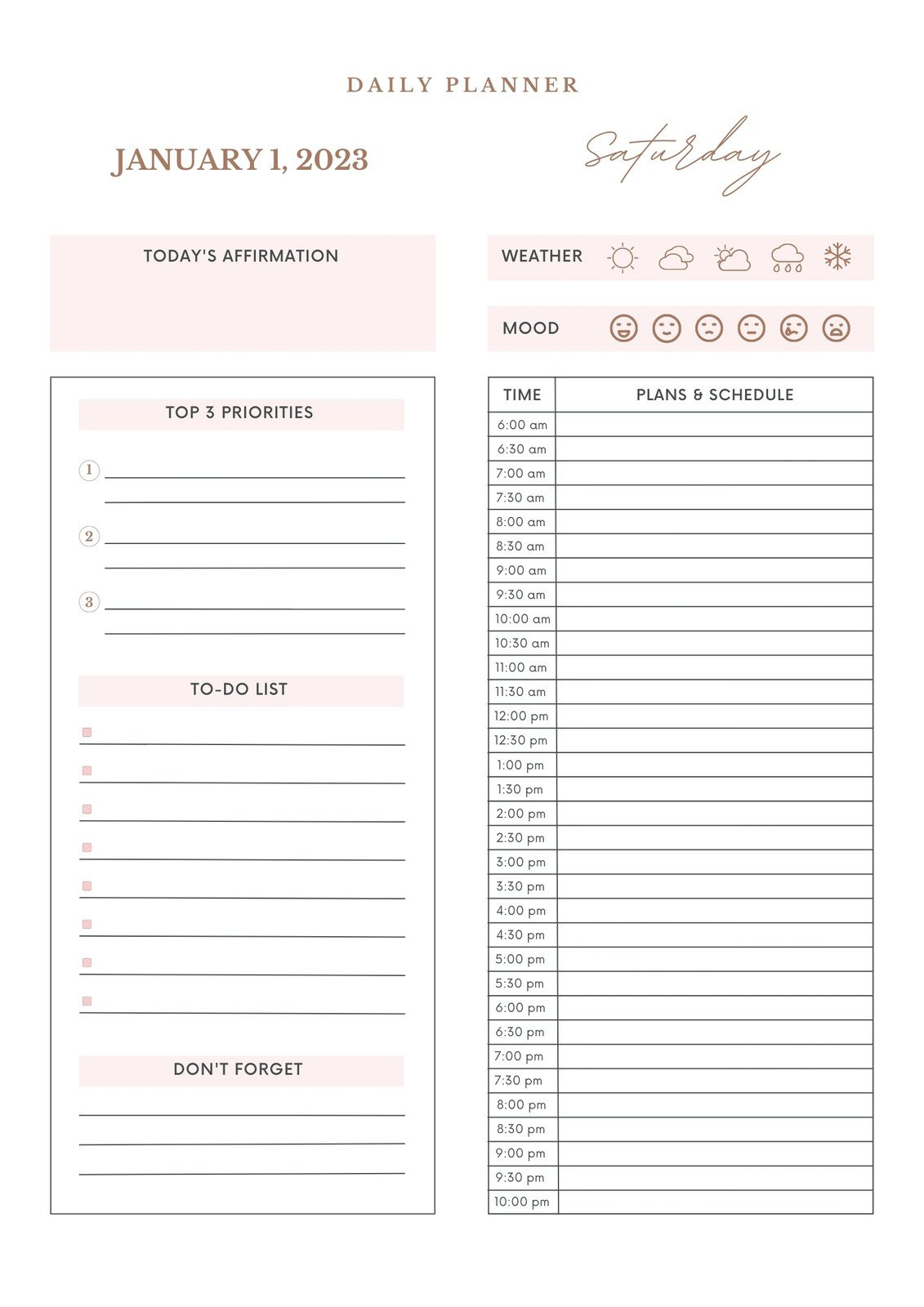 Free Daily Planner Templates To Customize | Canva pertaining to Free Printable Daily Schedule Chart