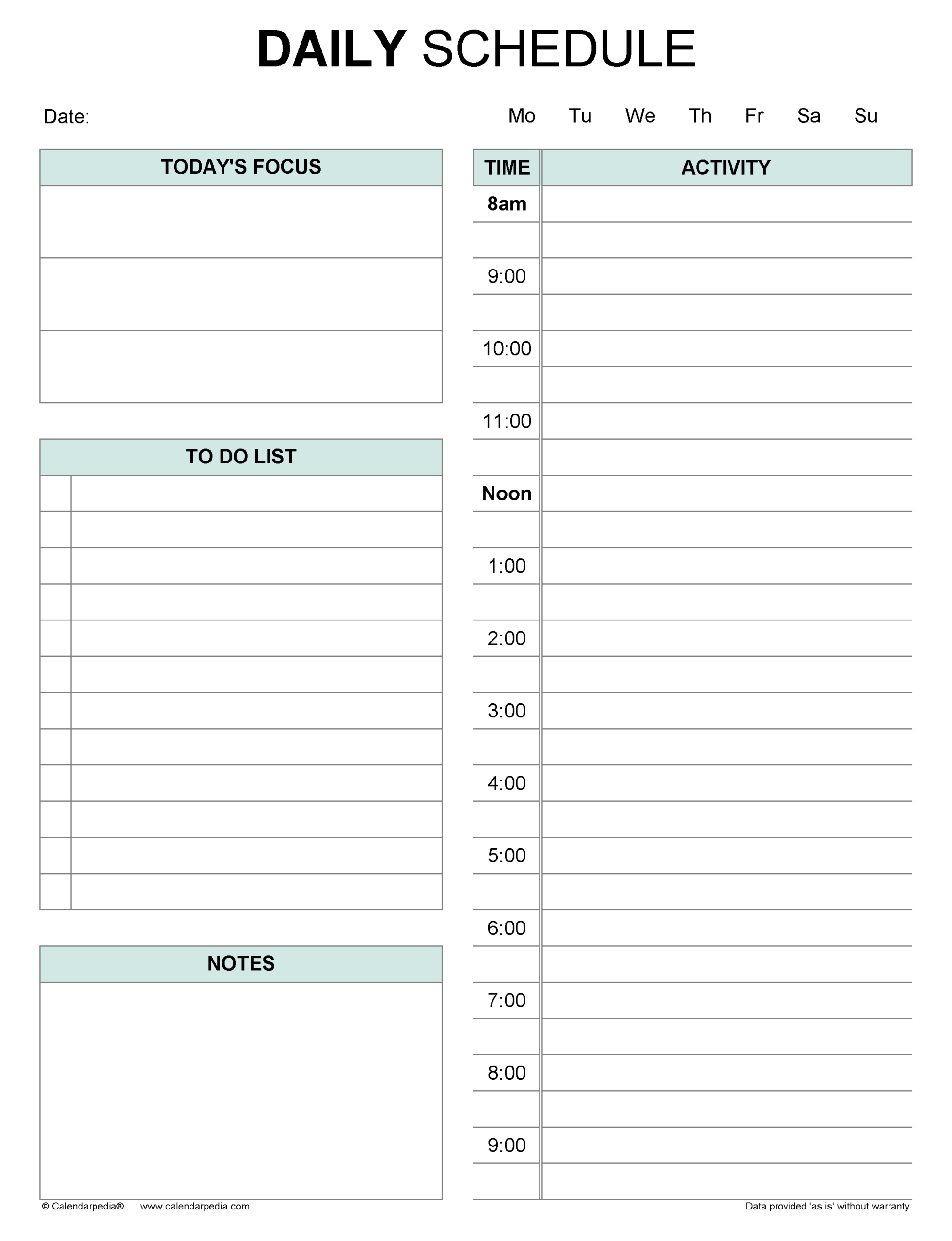 Free Daily Schedules In Pdf Format - 30+ Templates pertaining to Free Printable Daily Schedule Chart