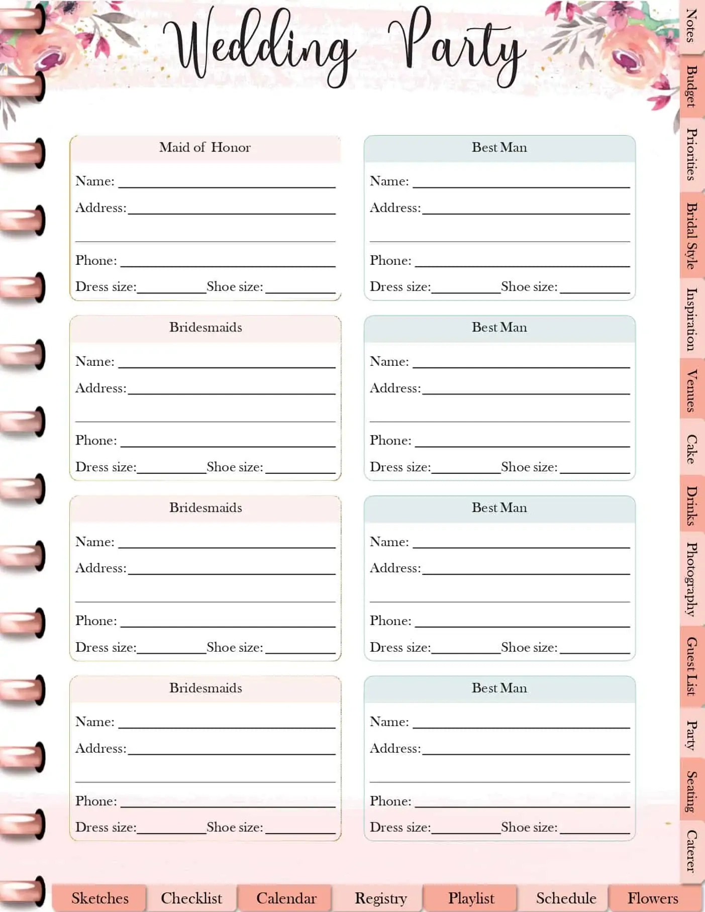 Free Digital Or Printable Wedding Planner | Wedding Spreadsheet with regard to Free Printable Wedding Planner Workbook