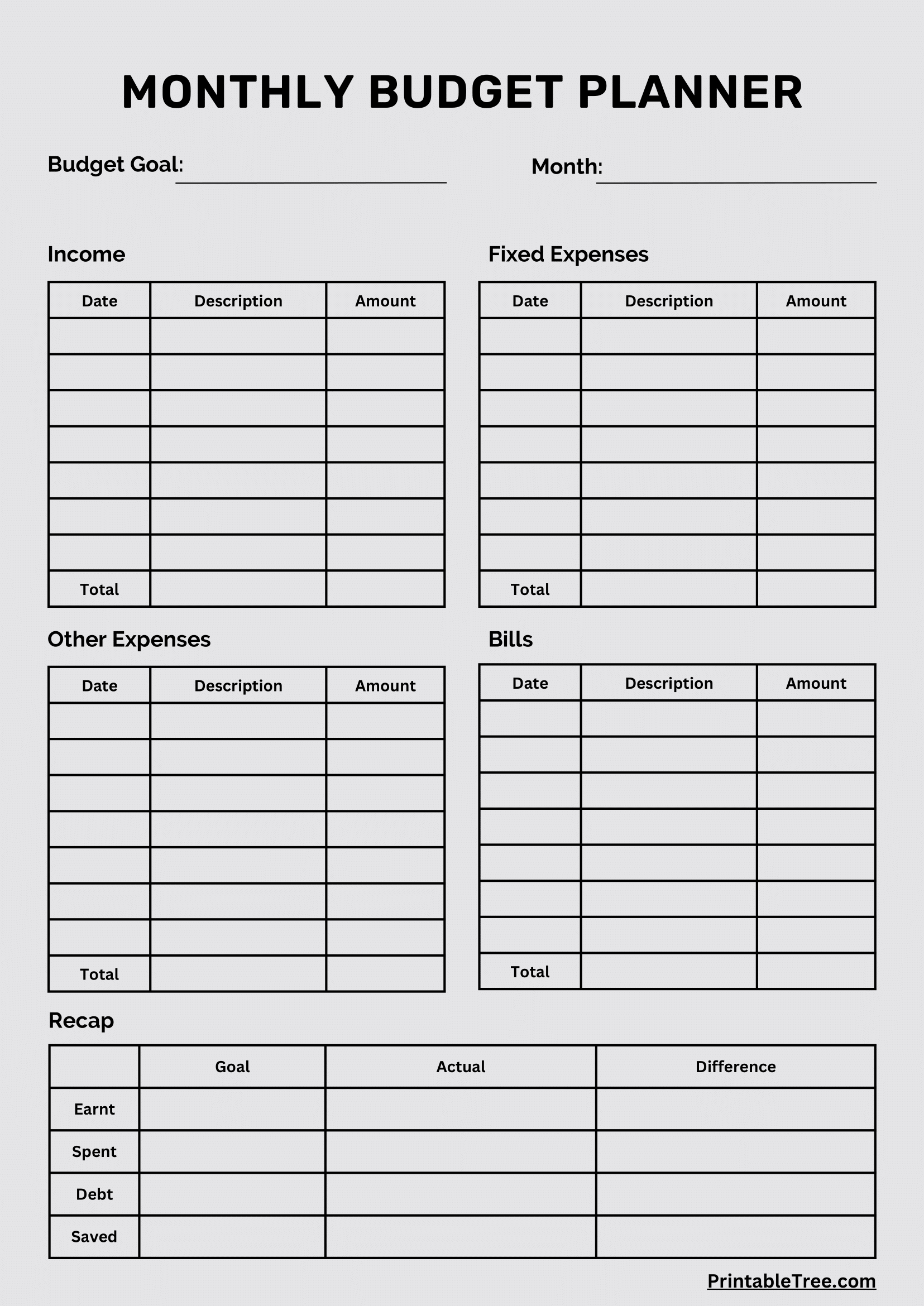 Free Download Printable Monthly Budget Planner Pdf Templates intended for Free Printable Financial Planner 2025