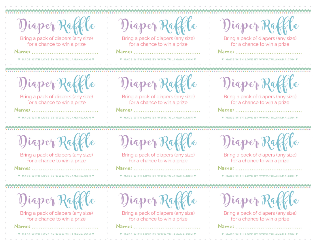 Free, Easy To Print Diaper Raffle Tickets - Tulamama with regard to Free Printable Diaper Raffle Sign