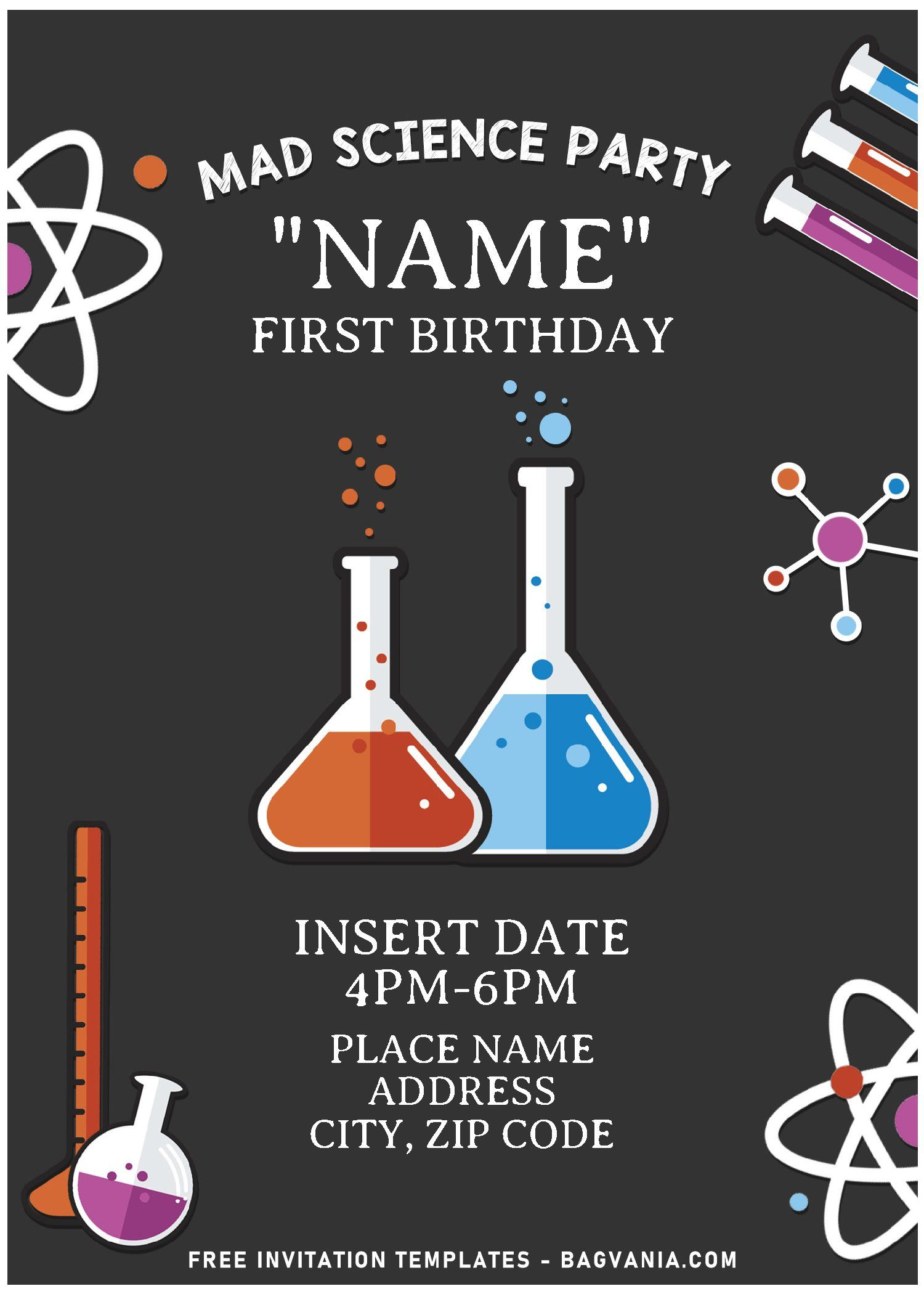 Free Editable Pdf) Fabulous Mad Scientist Birthday Party with regard to Free Printable Science Birthday Party Invitations