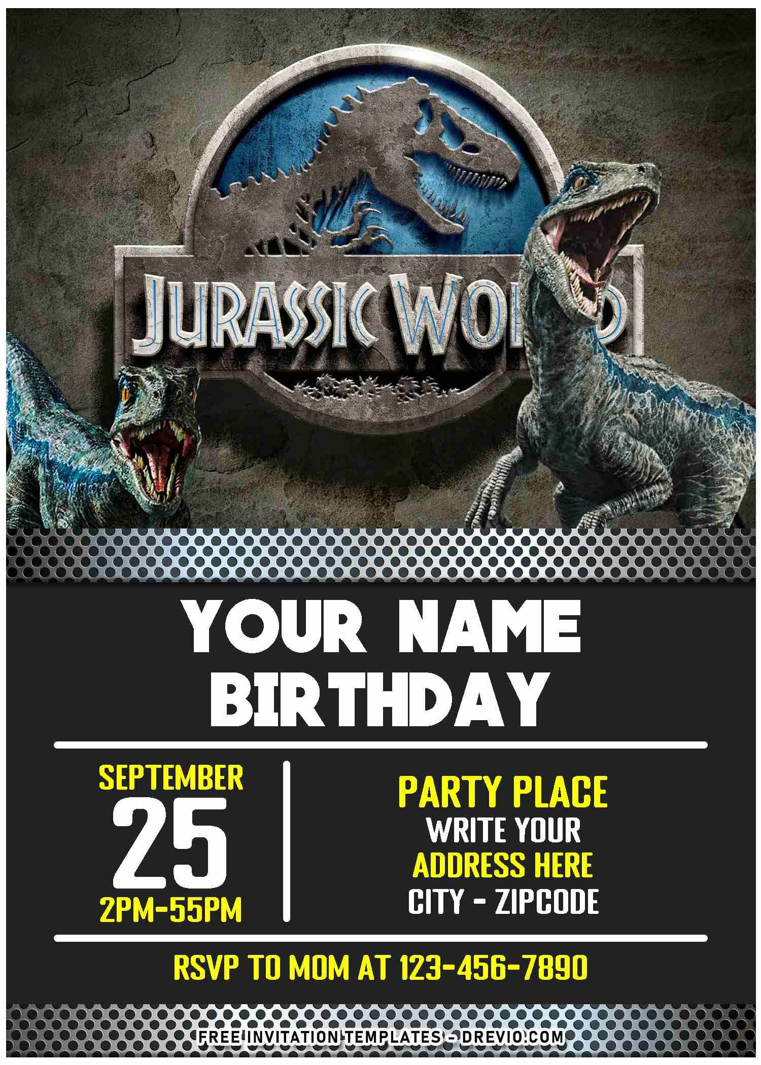 Free Editable Pdf) Thrilling Fun Dino Jurassic World Birthday pertaining to Free Printable Jurassic Park Invitations