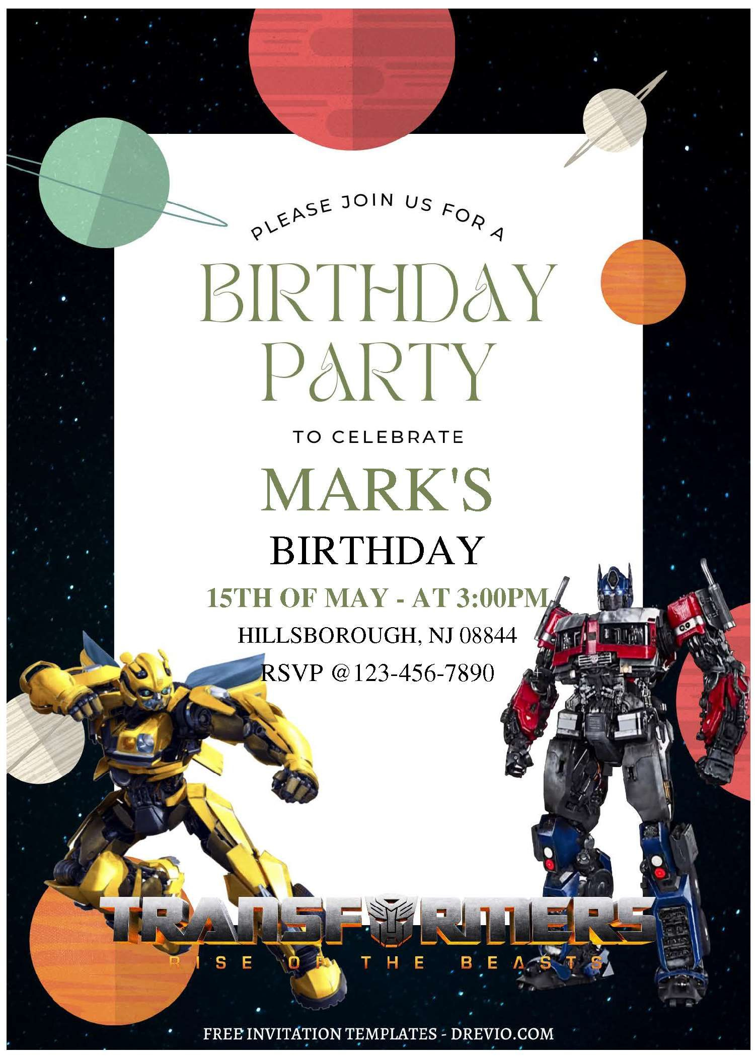 Free Editable Pdf) Transformers The Rise Of The Beast Birthday regarding Transformers Party Invitations Free Printable