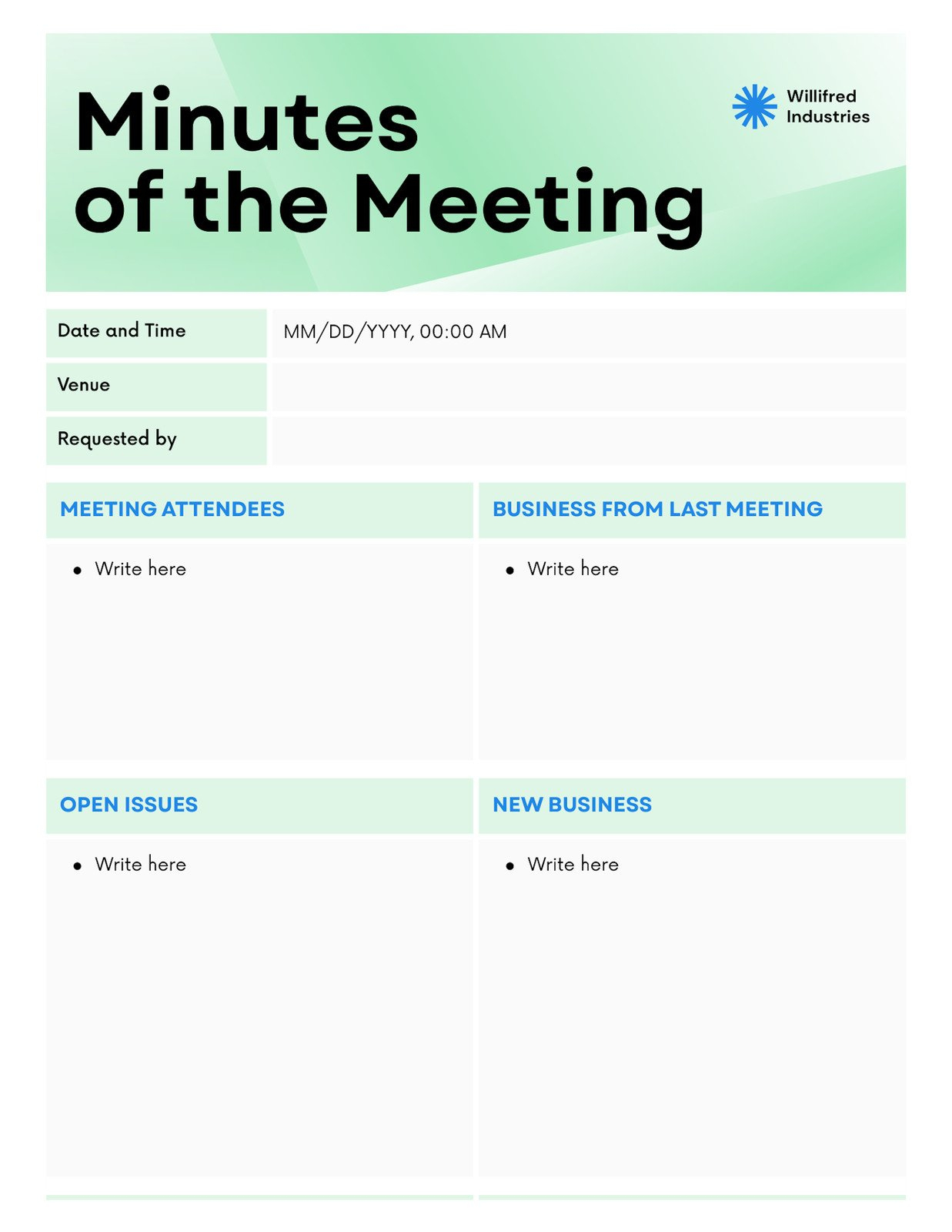 Free, Editable, Printable Meeting Minutes Templates | Canva in Meeting Minutes Template Free Printable