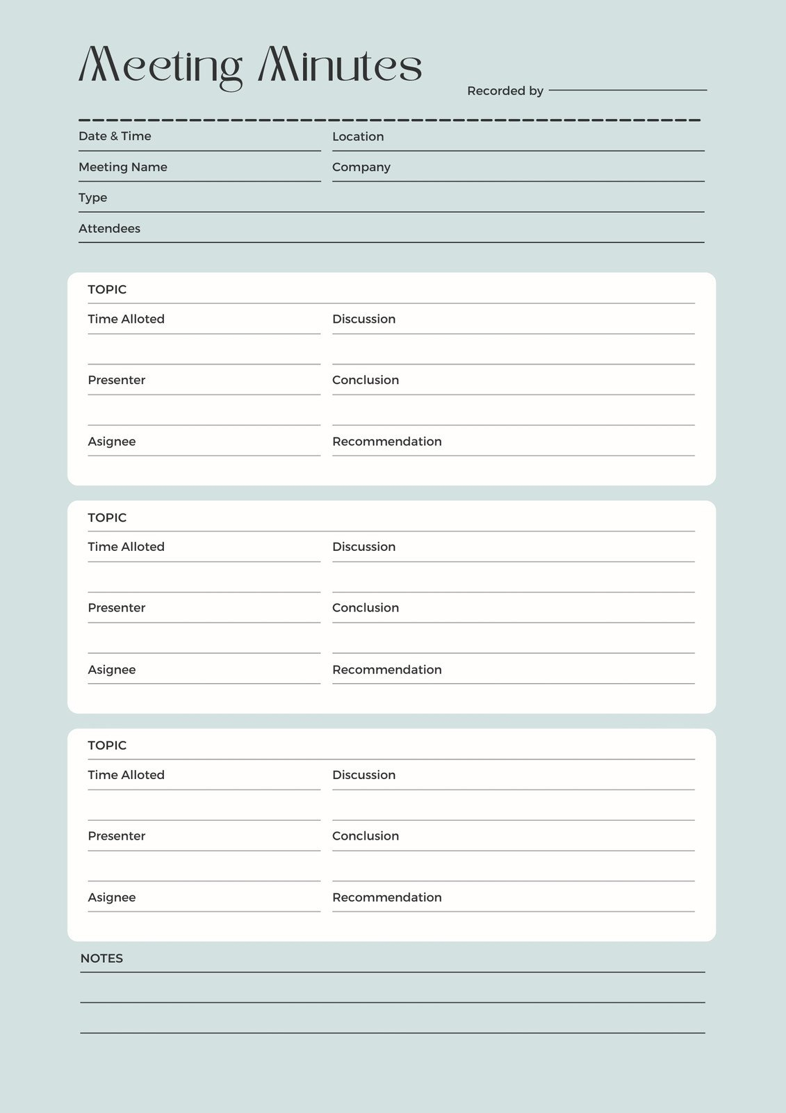 Free, Editable, Printable Meeting Minutes Templates | Canva throughout Meeting Minutes Template Free Printable