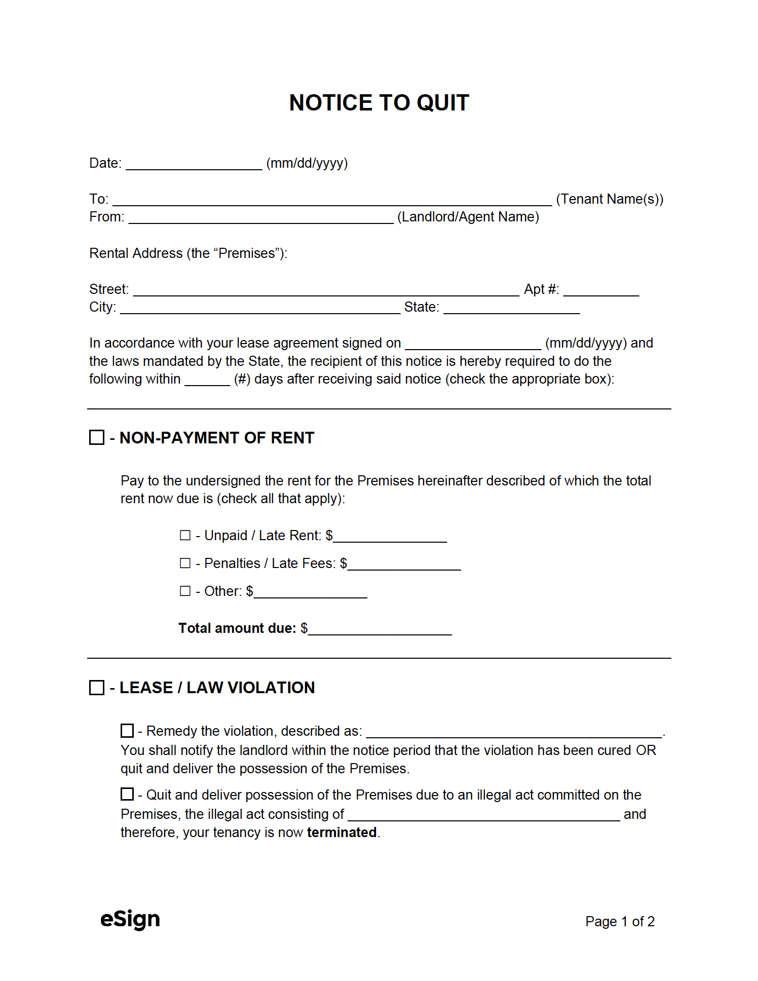 Free Eviction Notice Templates (4 Types) | Pdf | Word intended for Free Printable Eviction Notice