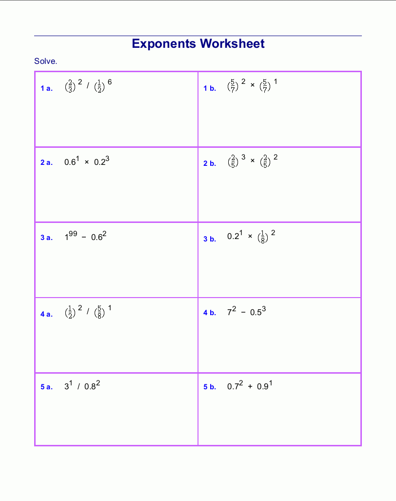 Free Exponents Worksheets inside Free Printable Exponent Worksheets