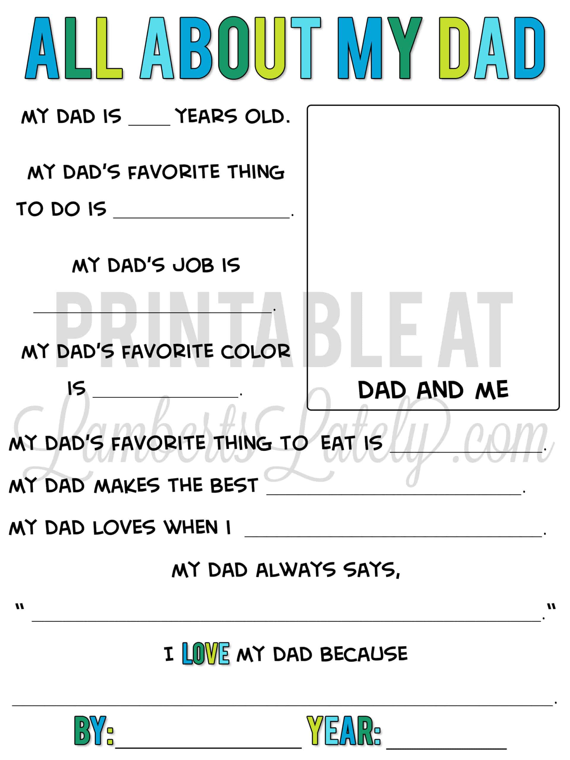 Free Father&amp;#039;S Day Questionnaire Printable | Lamberts Lately with Free Printable Dad Questionnaire